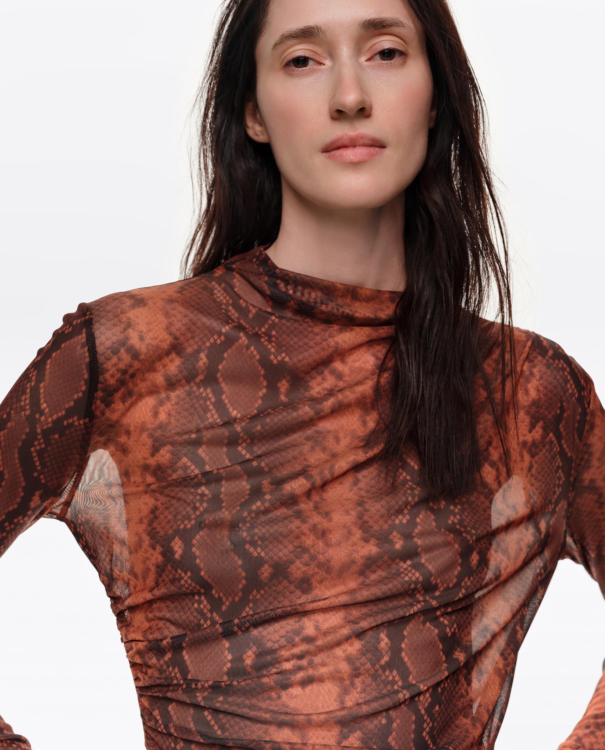 Camiseta de mujer de tul fruncida romantic snake - Bimba y Lola - Caramelo Caramelo-2