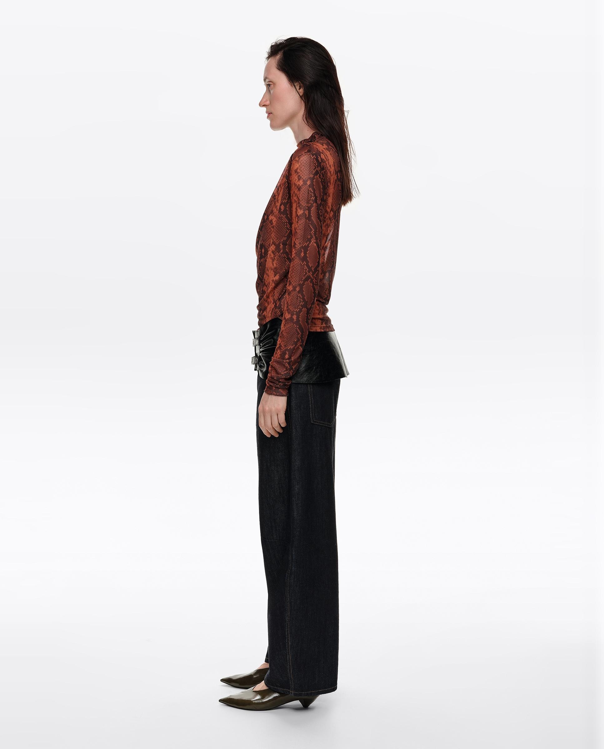 Camiseta de mujer de tul fruncida romantic snake - Bimba y Lola - Caramelo Caramelo-3