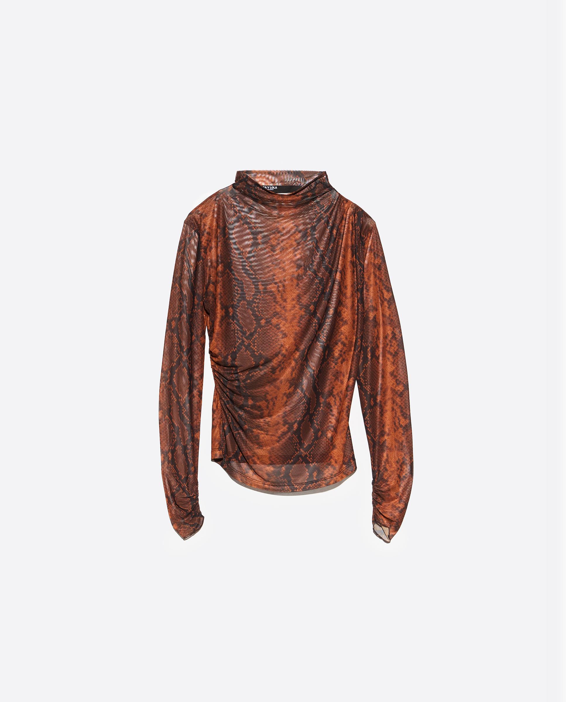 Camiseta de mujer de tul fruncida romantic snake - Bimba y Lola - Caramelo Caramelo-6