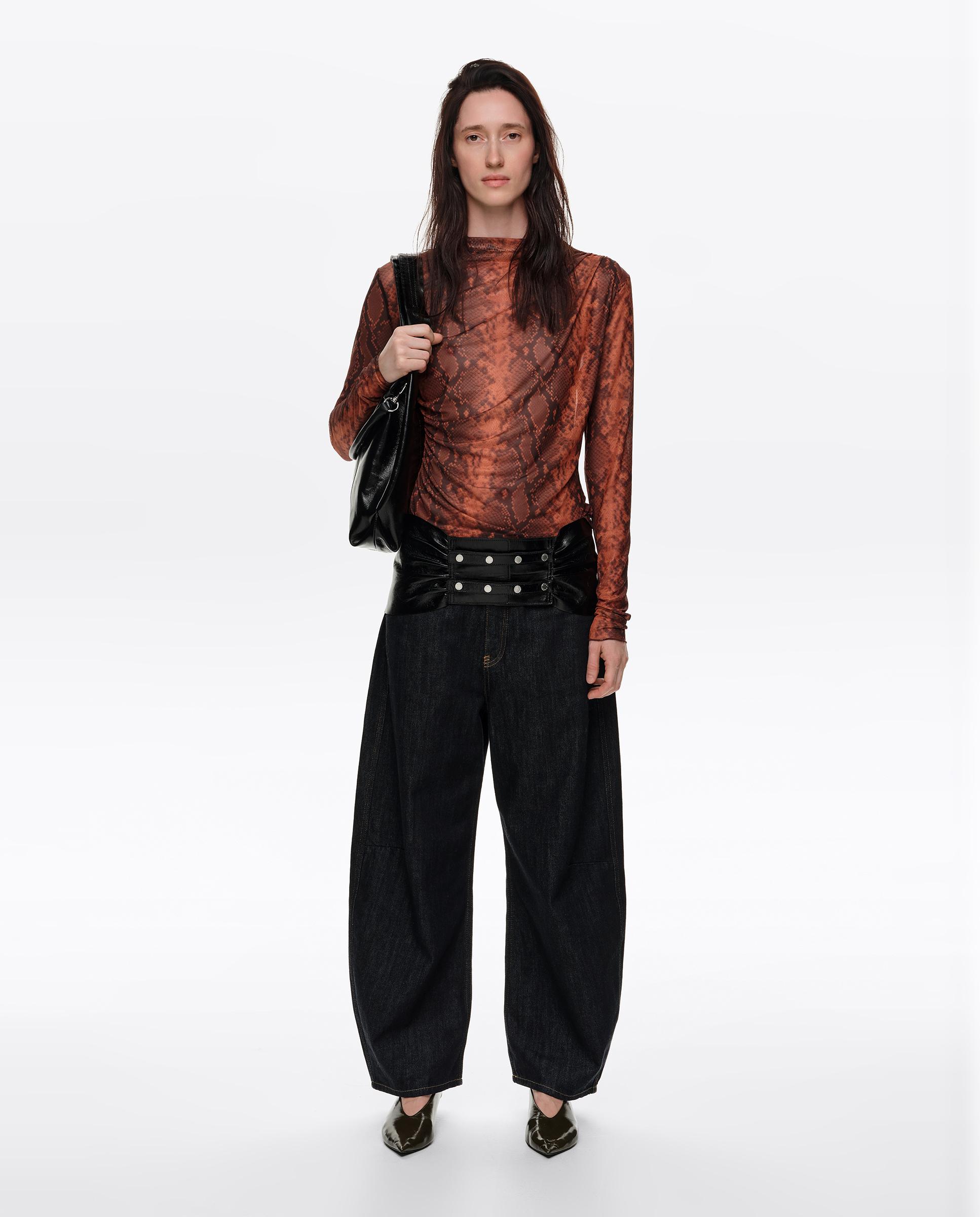Camiseta de mujer de tul fruncida romantic snake - Bimba y Lola - Caramelo Caramelo-5