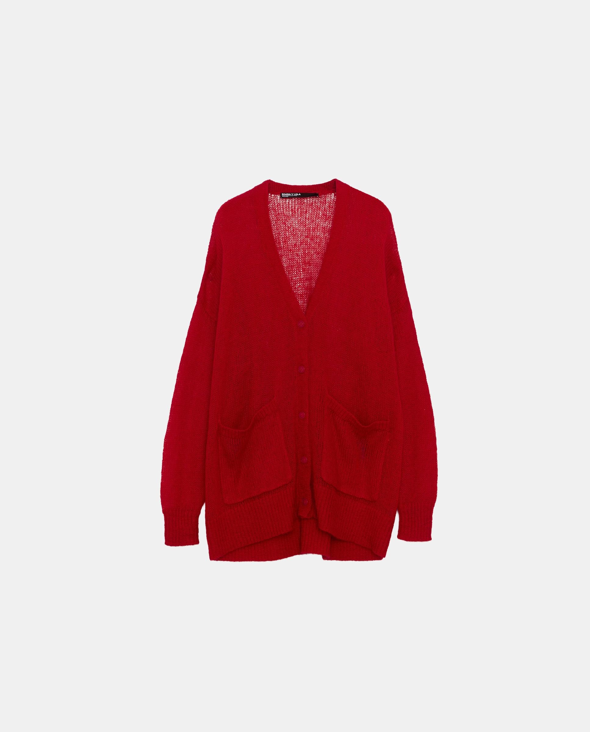 Cárdigan de mujer largo mohair - Bimba y Lola - Rojo Rojo-5