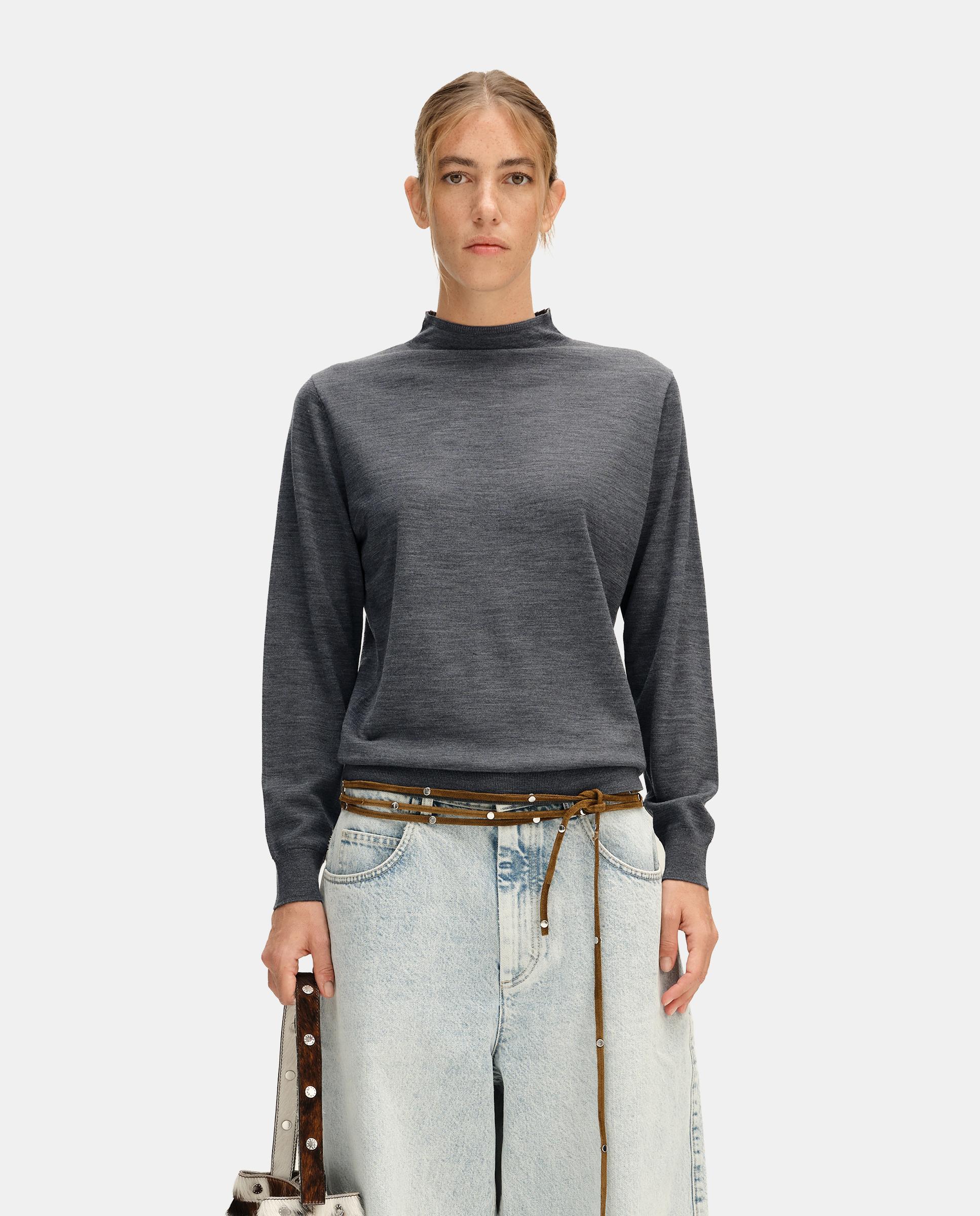 Jersey de mujer lana merina cuello cisne - Bimba y Lola - Gris oscuro Gris oscuro-1