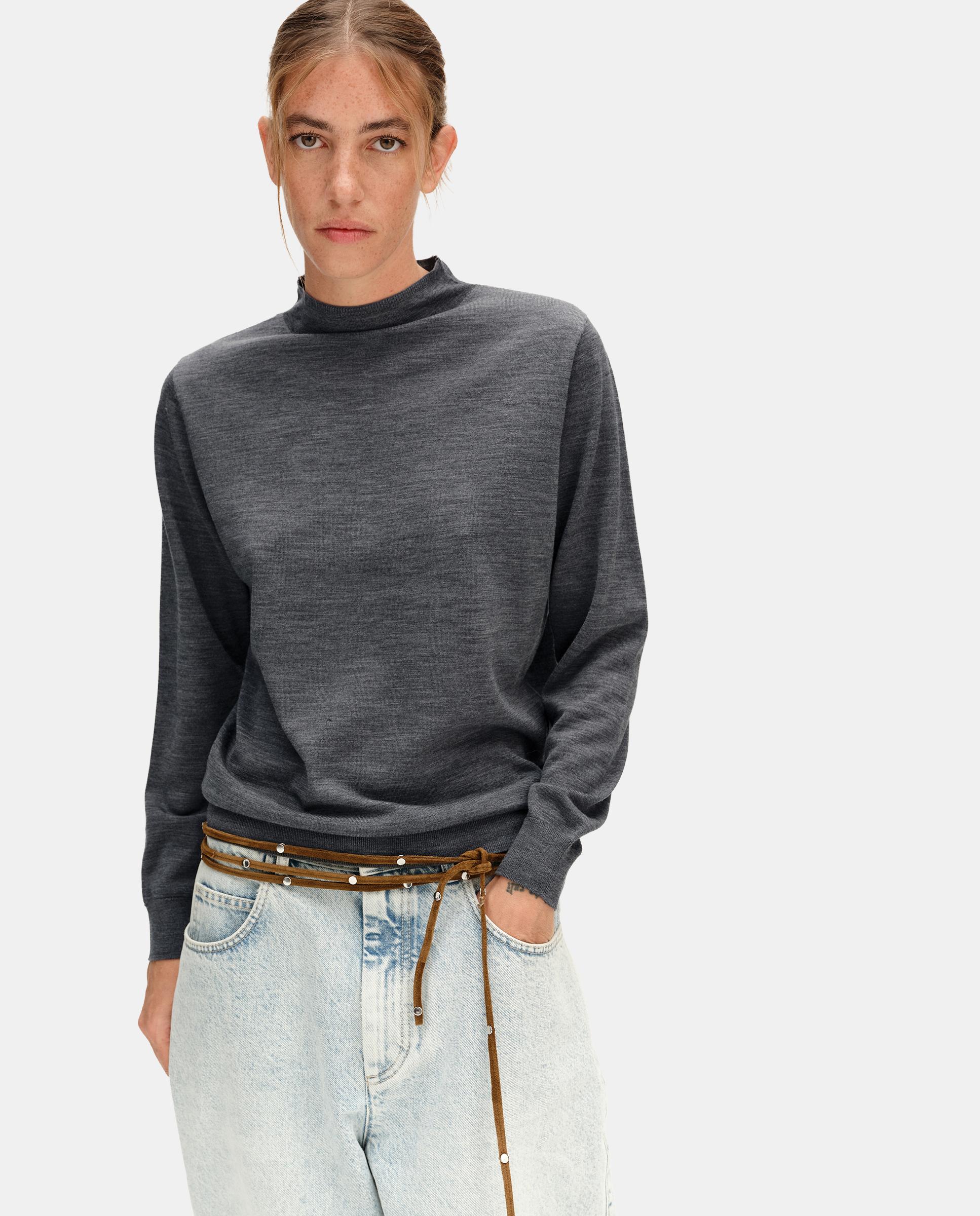 Jersey de mujer lana merina cuello cisne - Bimba y Lola - Gris oscuro Gris oscuro-2