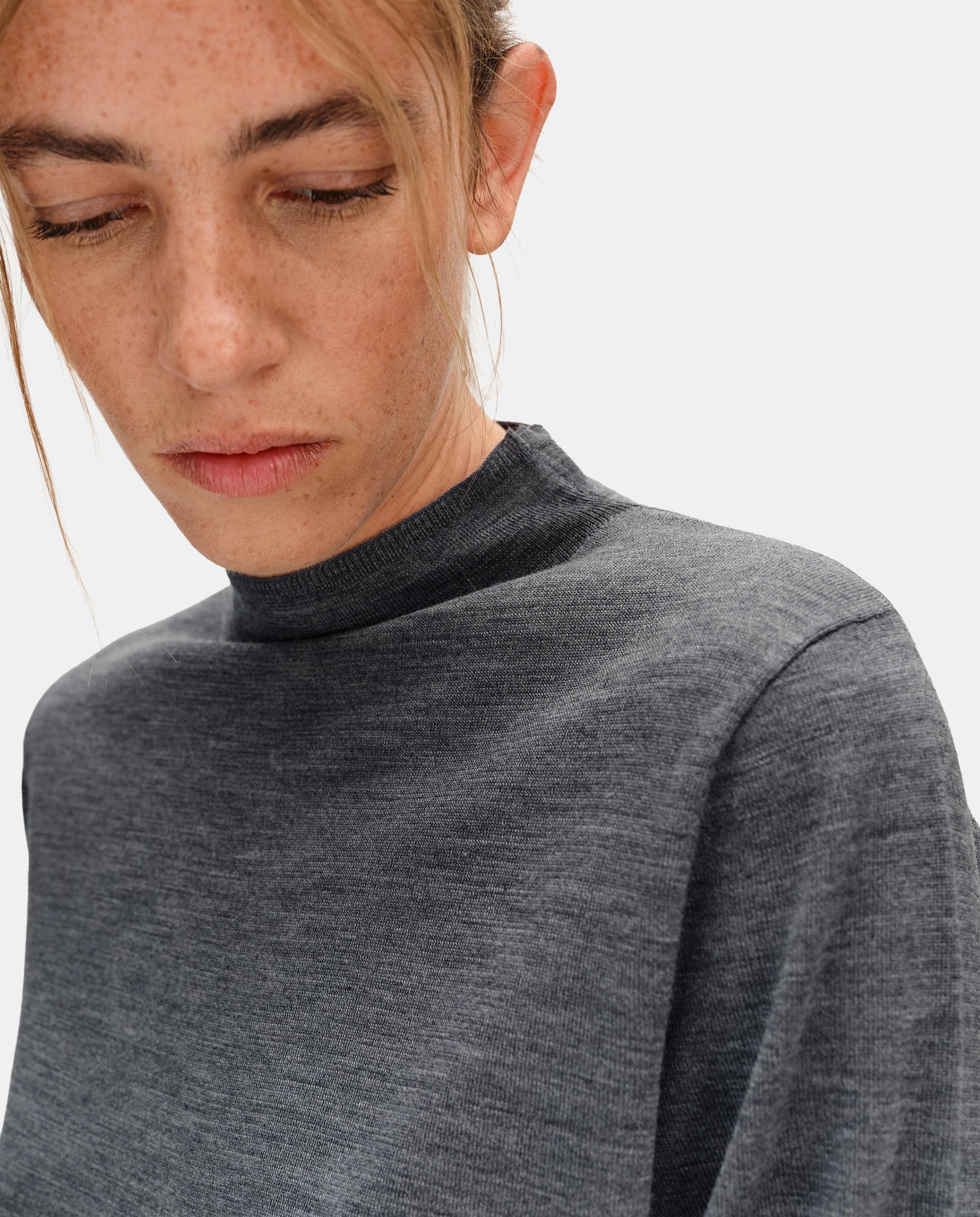 Jersey de mujer lana merina cuello cisne - Bimba y Lola - Gris oscuro Gris oscuro-3