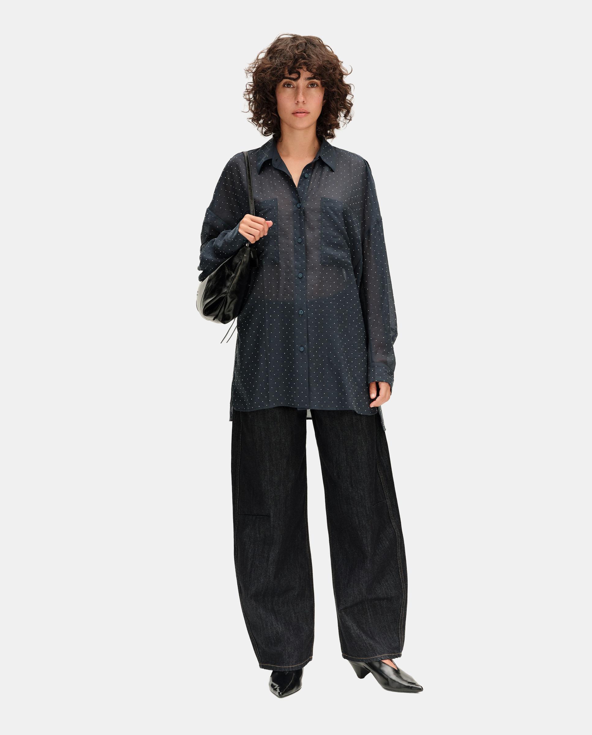 Imagen 1 de Camisa de mujer piedras oversize Azul Cobalto