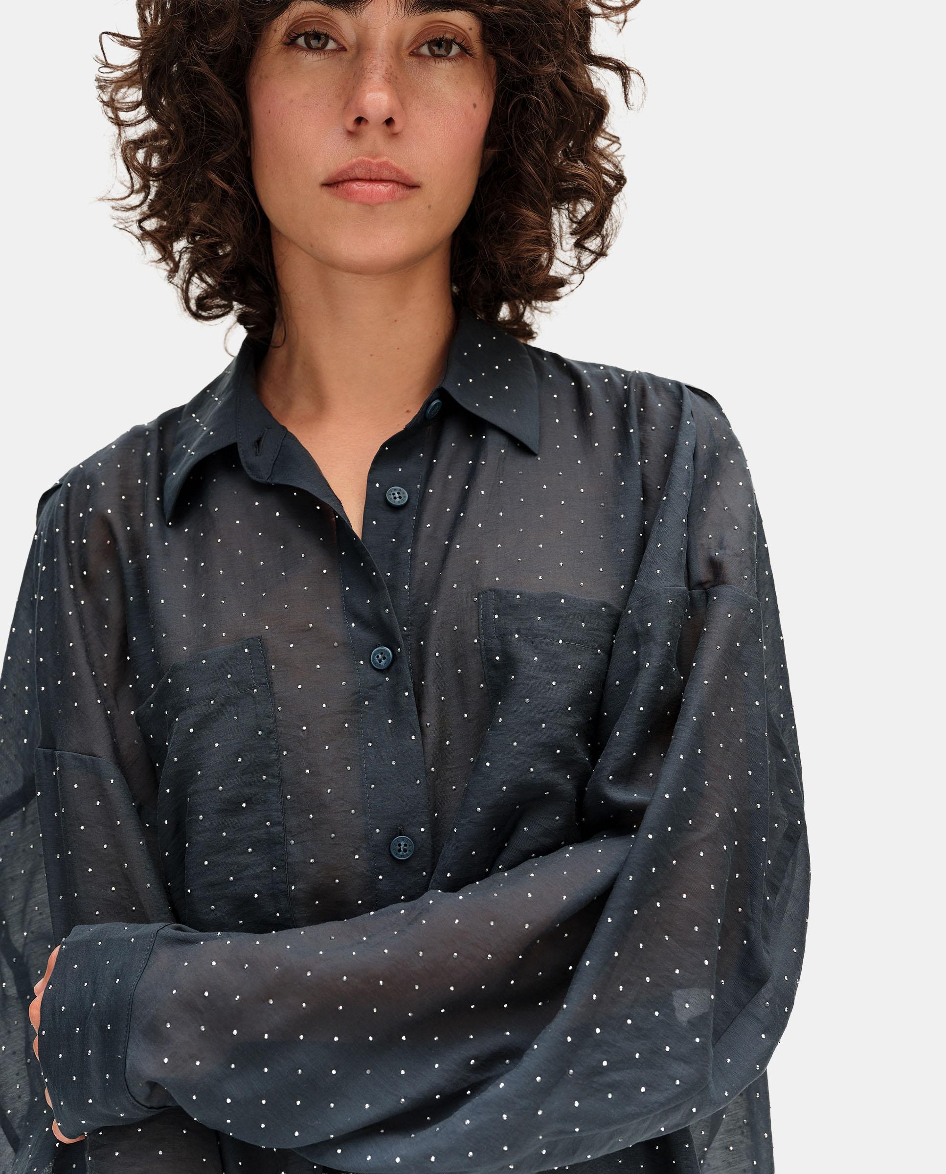 Imagen 2 de Camisa de mujer piedras oversize - Bimba y Lola - Azul Cobalto Azul Cobalto