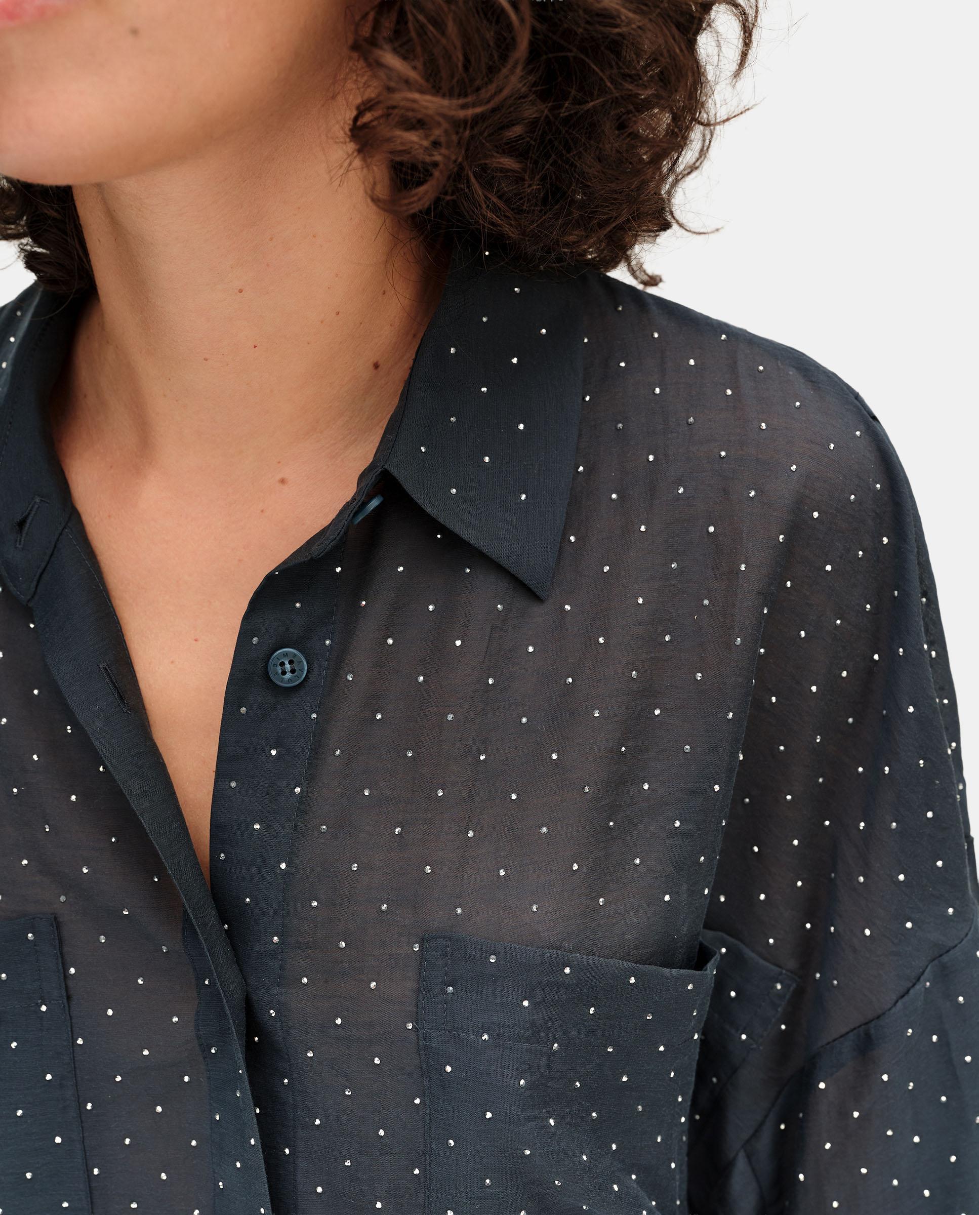 Imagen 3 de Camisa de mujer piedras oversize - Bimba y Lola - Azul Cobalto Azul Cobalto