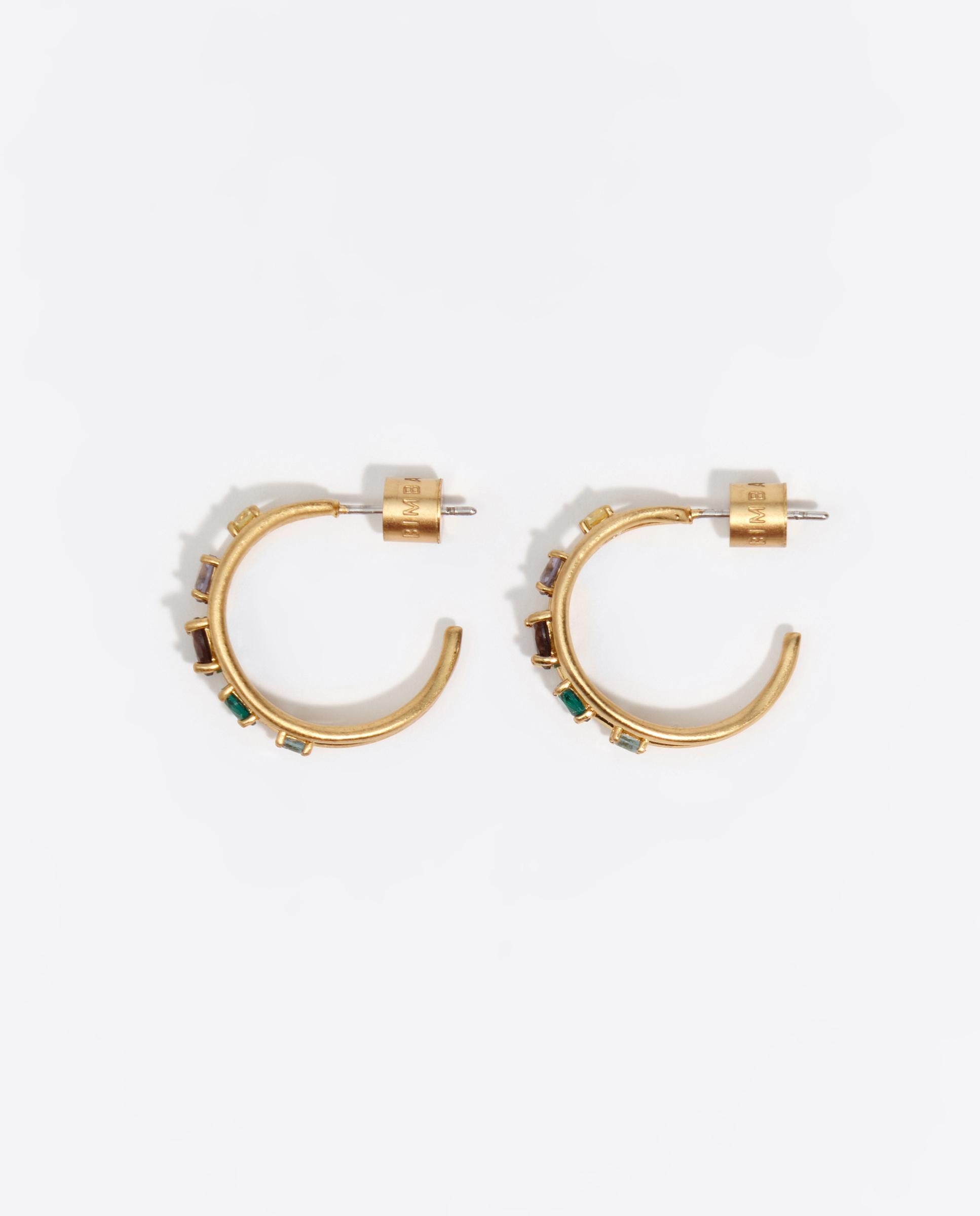 Pendientes aro mediano cristales corazón dorado envejecido - Bimba y Lola - Dorado Dorado-1