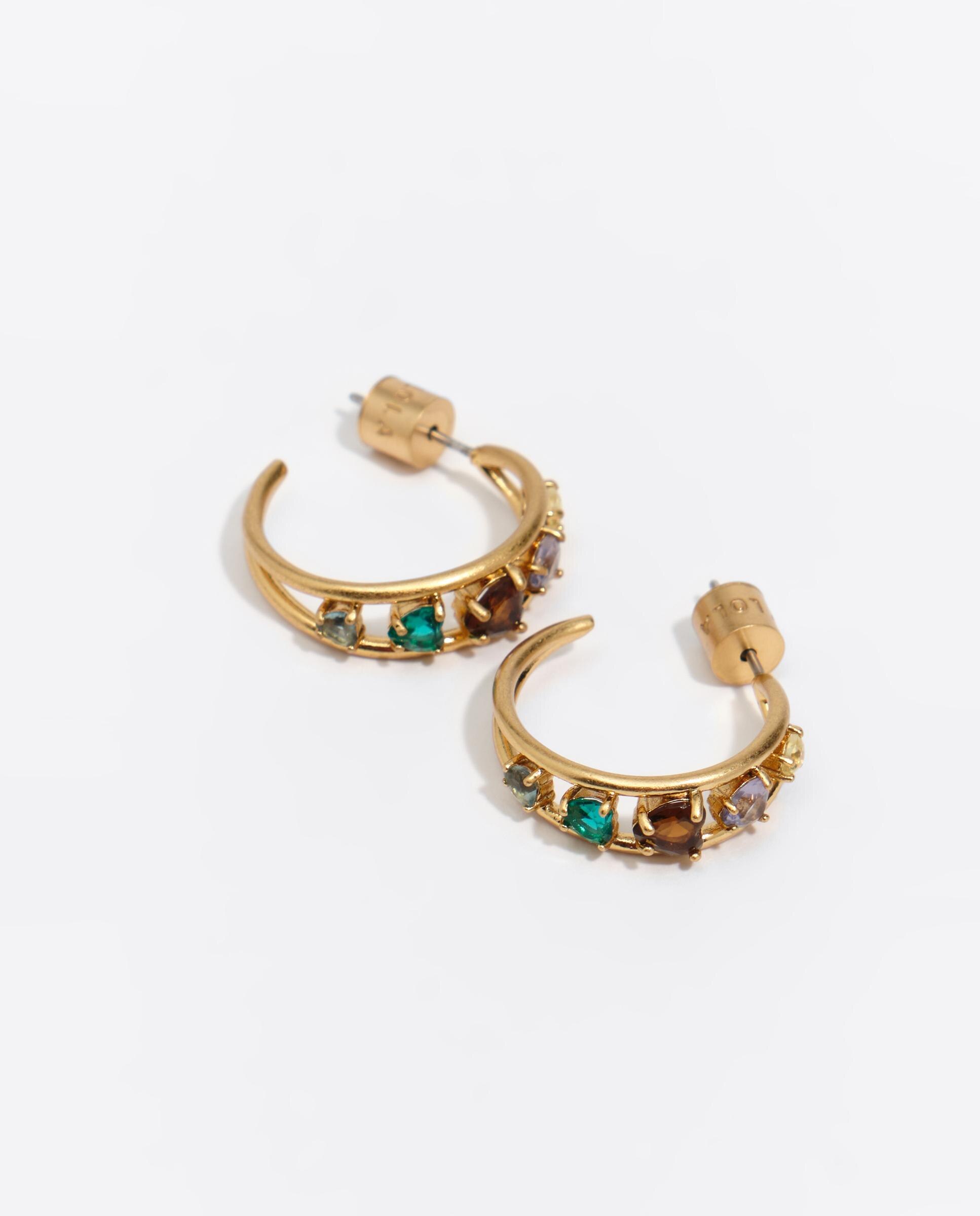 Pendientes aro mediano cristales corazón dorado envejecido - Bimba y Lola - Dorado Dorado-3