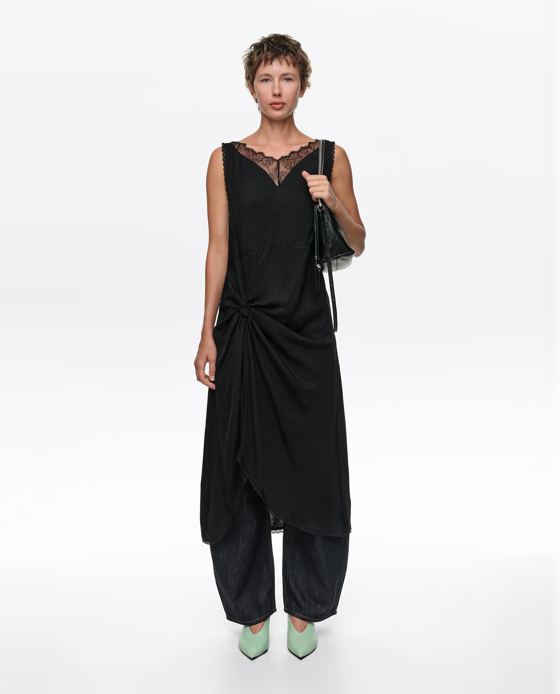 Vestido nudo encaje - Bimba y Lola - Negro Negro-6