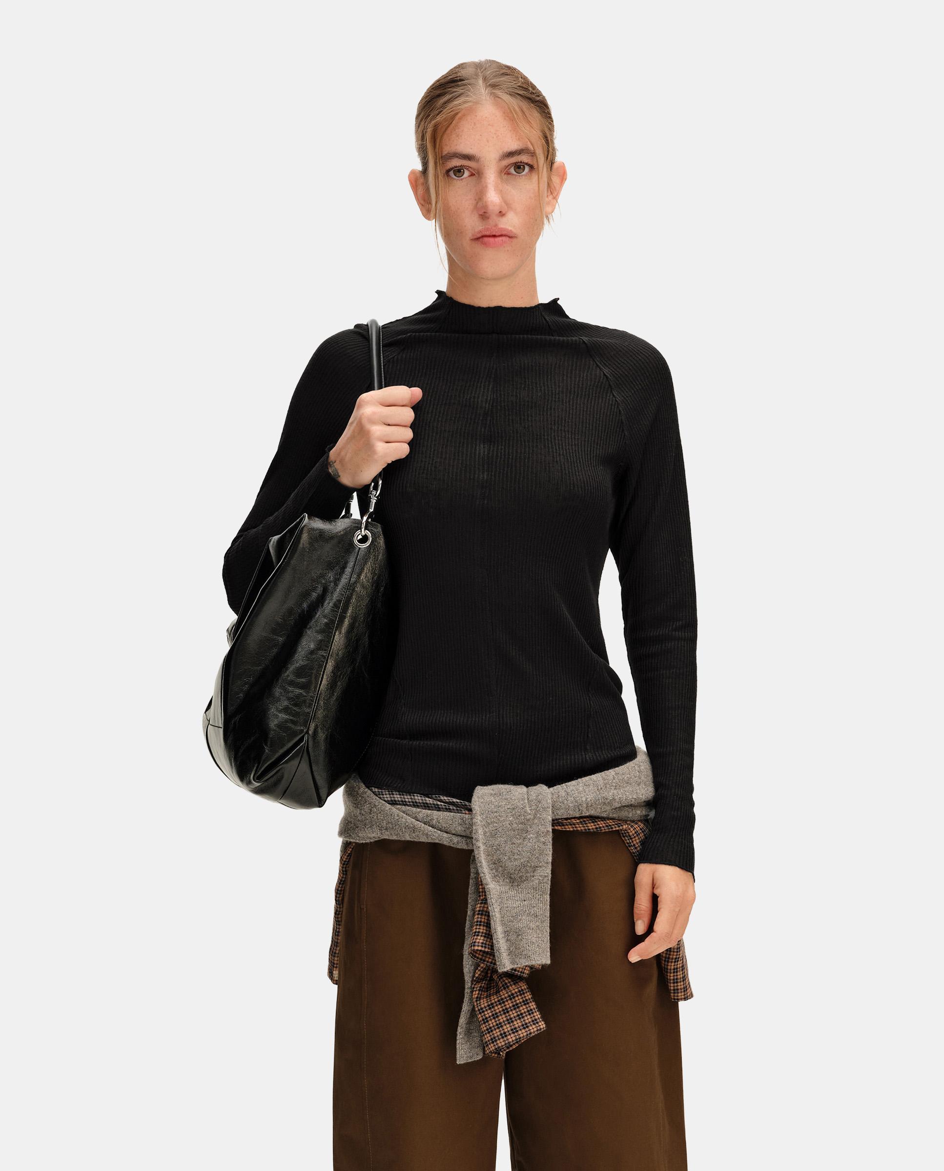 Camiseta de mujer raglán canalé - Bimba y Lola - Negro Negro-1