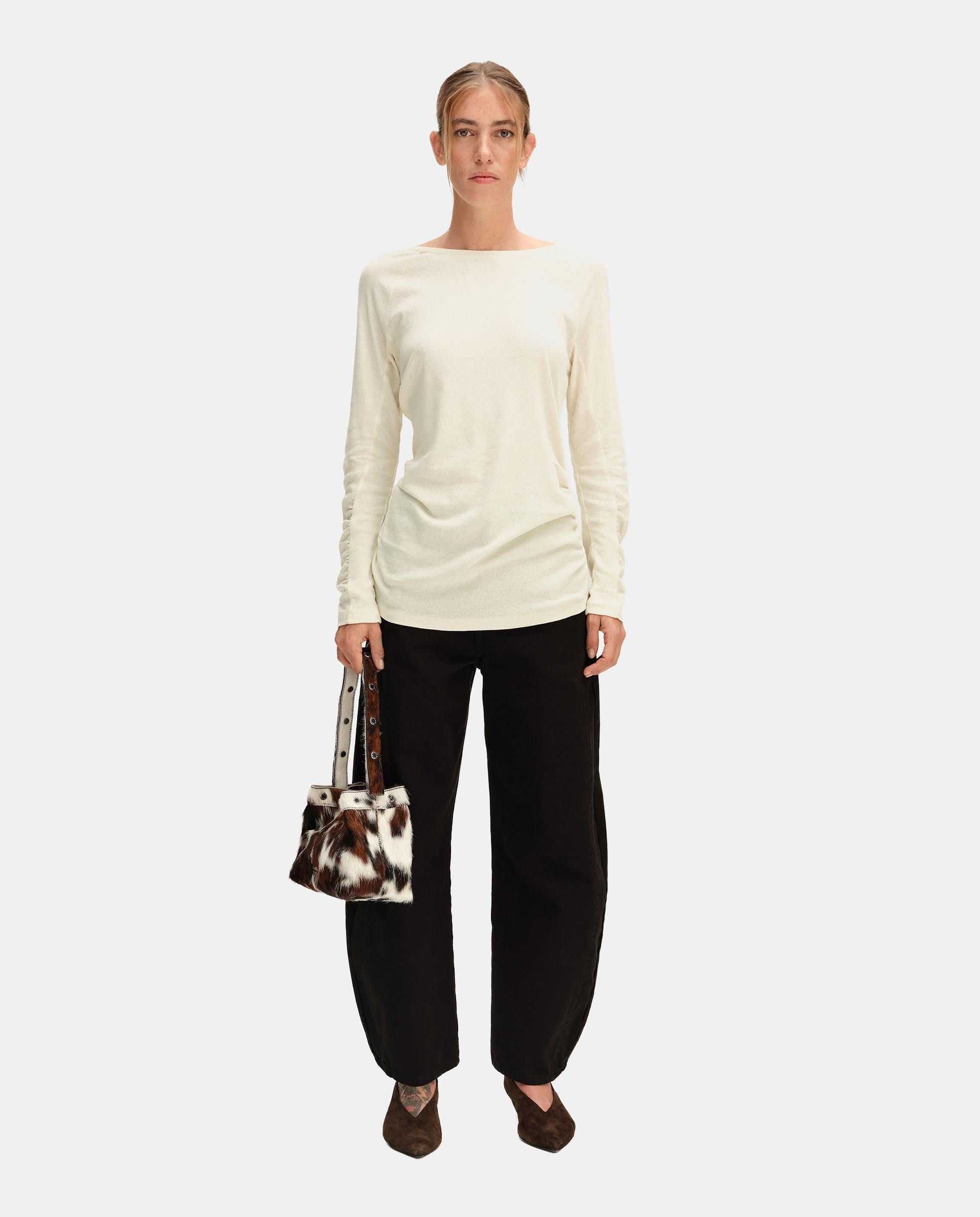 Camiseta de mujer ranglán fruncidos - Bimba y Lola - Marfil Marfil-1