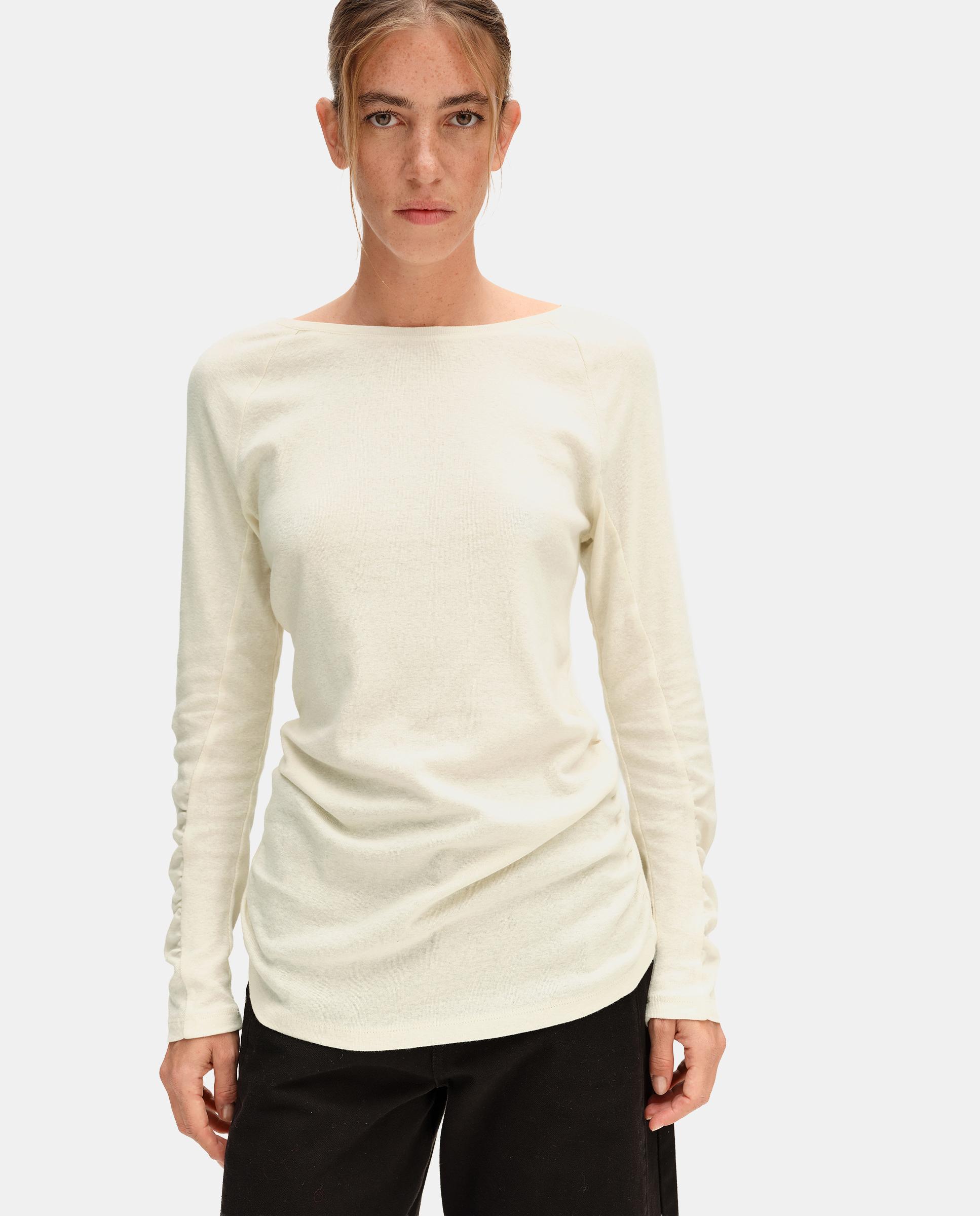 Camiseta de mujer ranglán fruncidos - Bimba y Lola - Marfil Marfil-2
