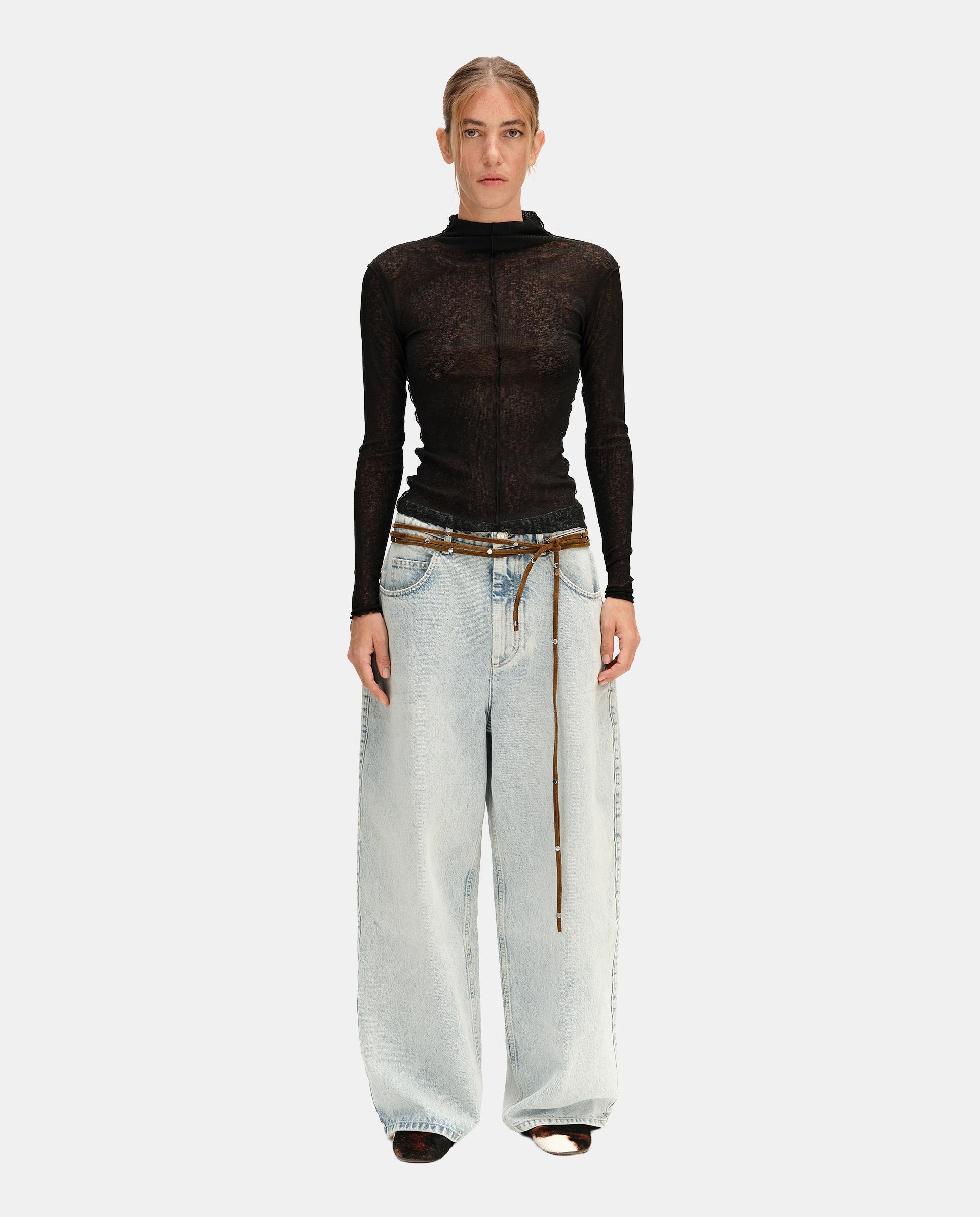 Camiseta de mujer canalé ajustada - Bimba y Lola - Antracita Antracita-1