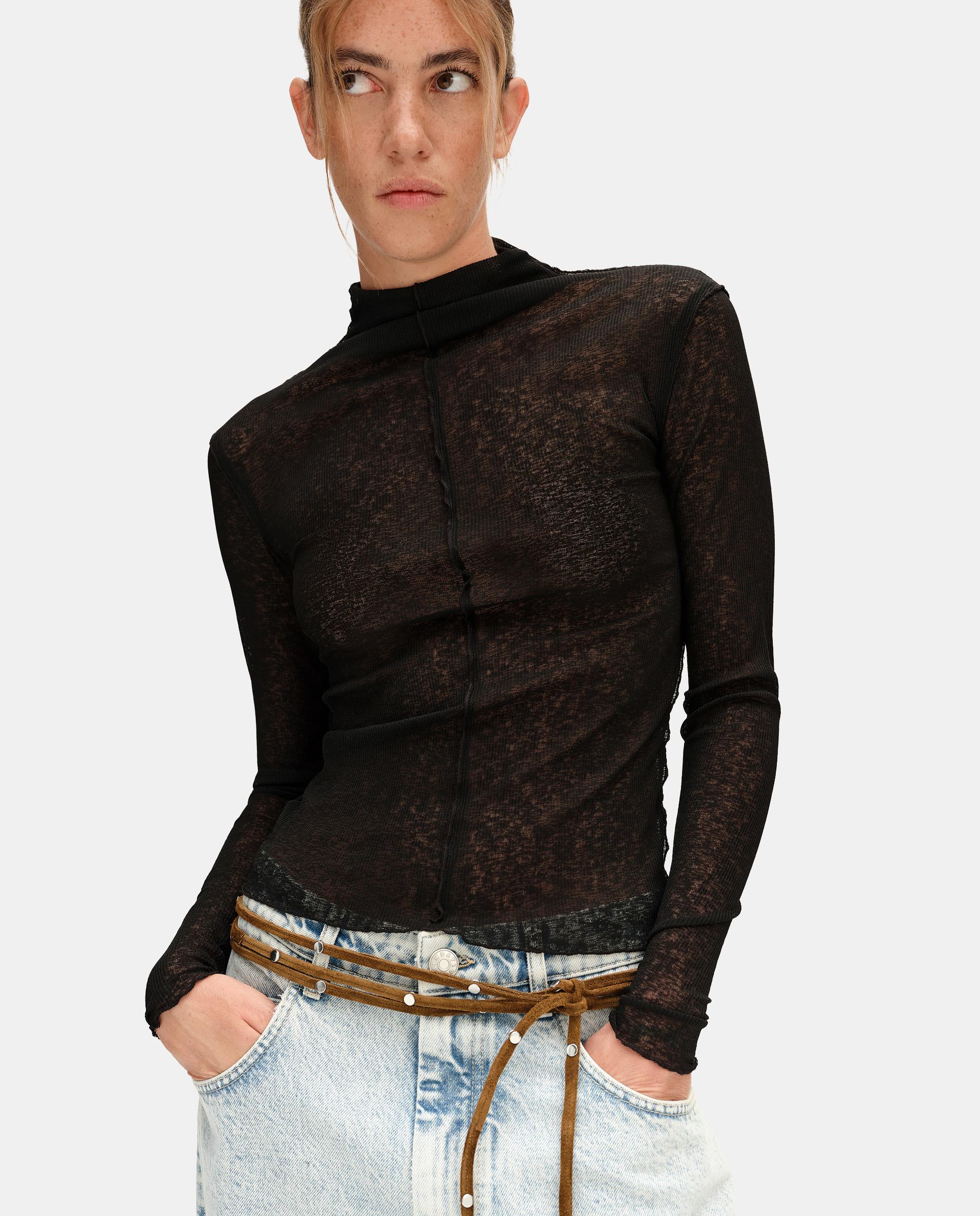 Camiseta de mujer canalé ajustada - Bimba y Lola - Antracita Antracita-3