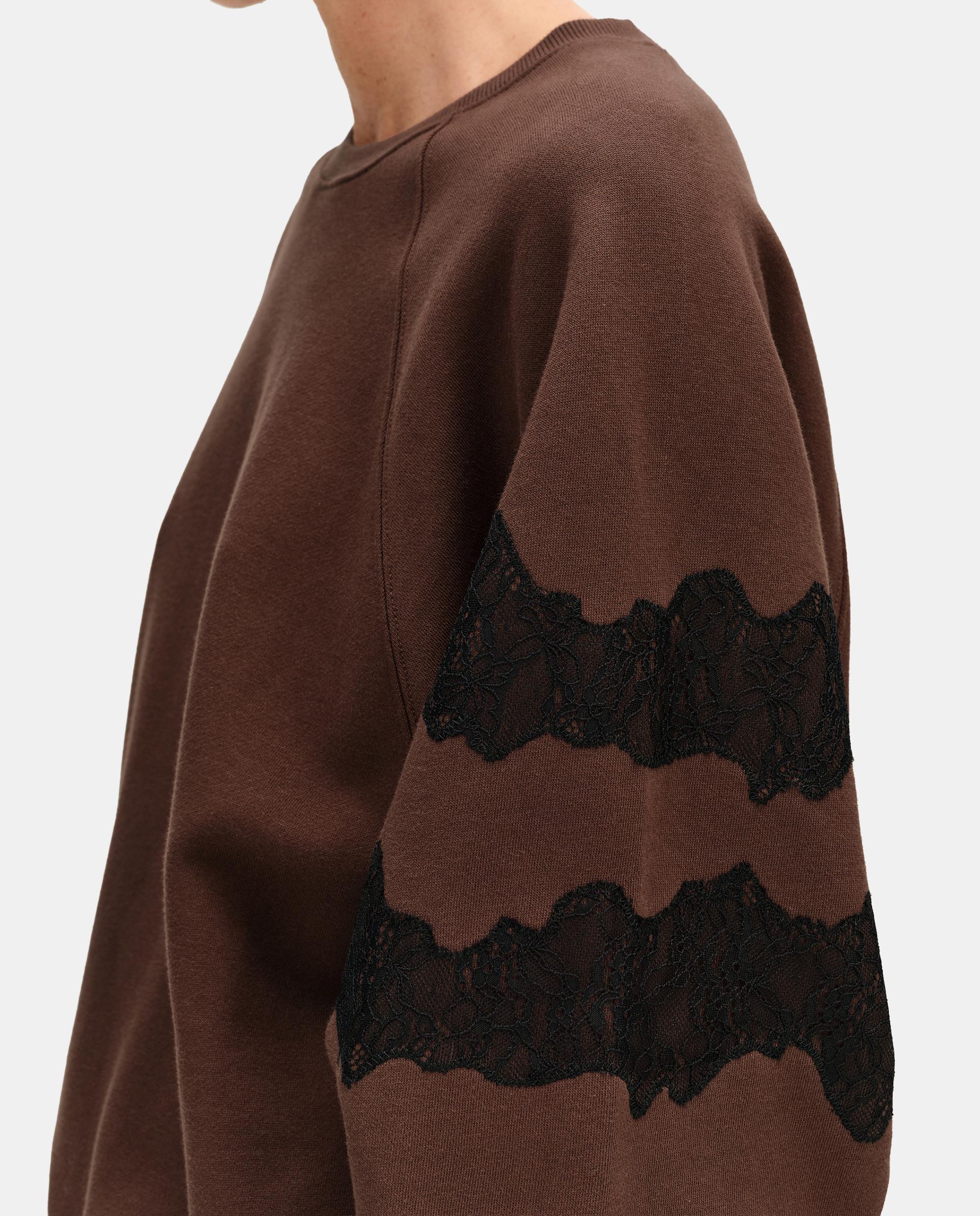 Sudadera de mujer oversize encajes - Bimba y Lola - Marrón chocolate Marrón chocolate-2