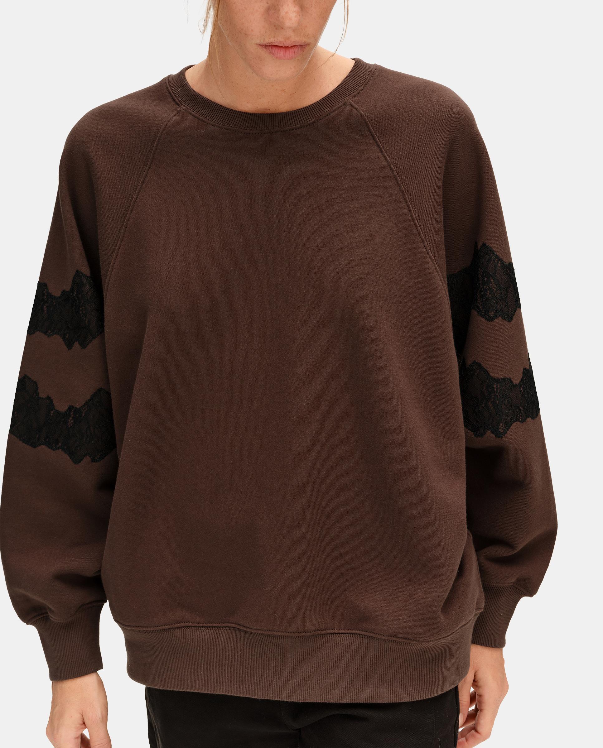 Sudadera de mujer oversize encajes - Bimba y Lola - Marrón chocolate Marrón chocolate-3