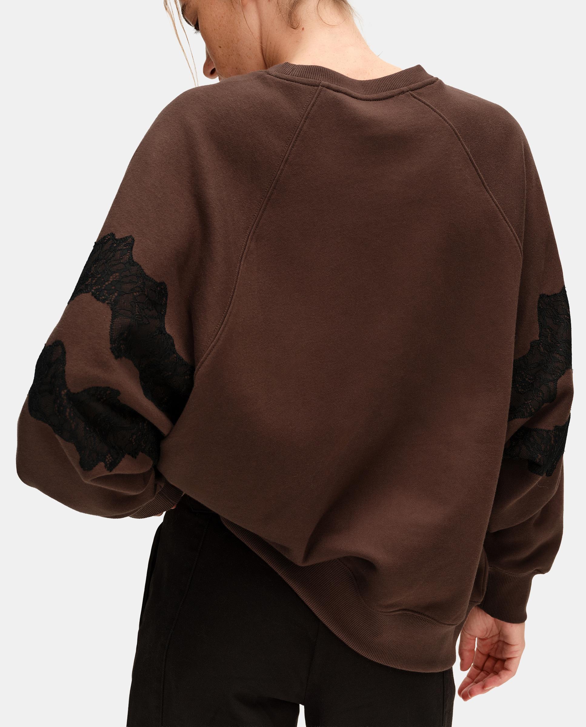 Sudadera de mujer oversize encajes - Bimba y Lola - Marrón chocolate Marrón chocolate-4