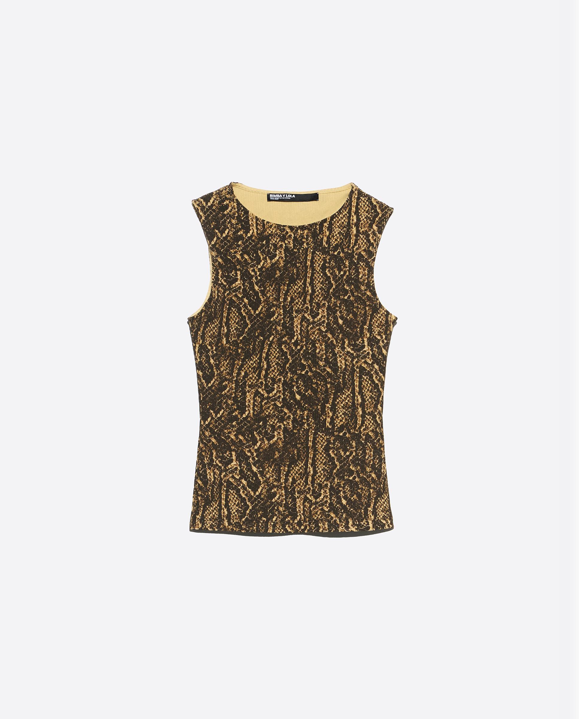 Top de mujer ajustado escote barco reptile - Bimba y Lola - Ocre Ocre-6