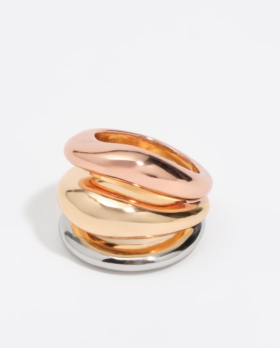 Imagen 0 de Anillo tres bandas irregular multioro Dorado