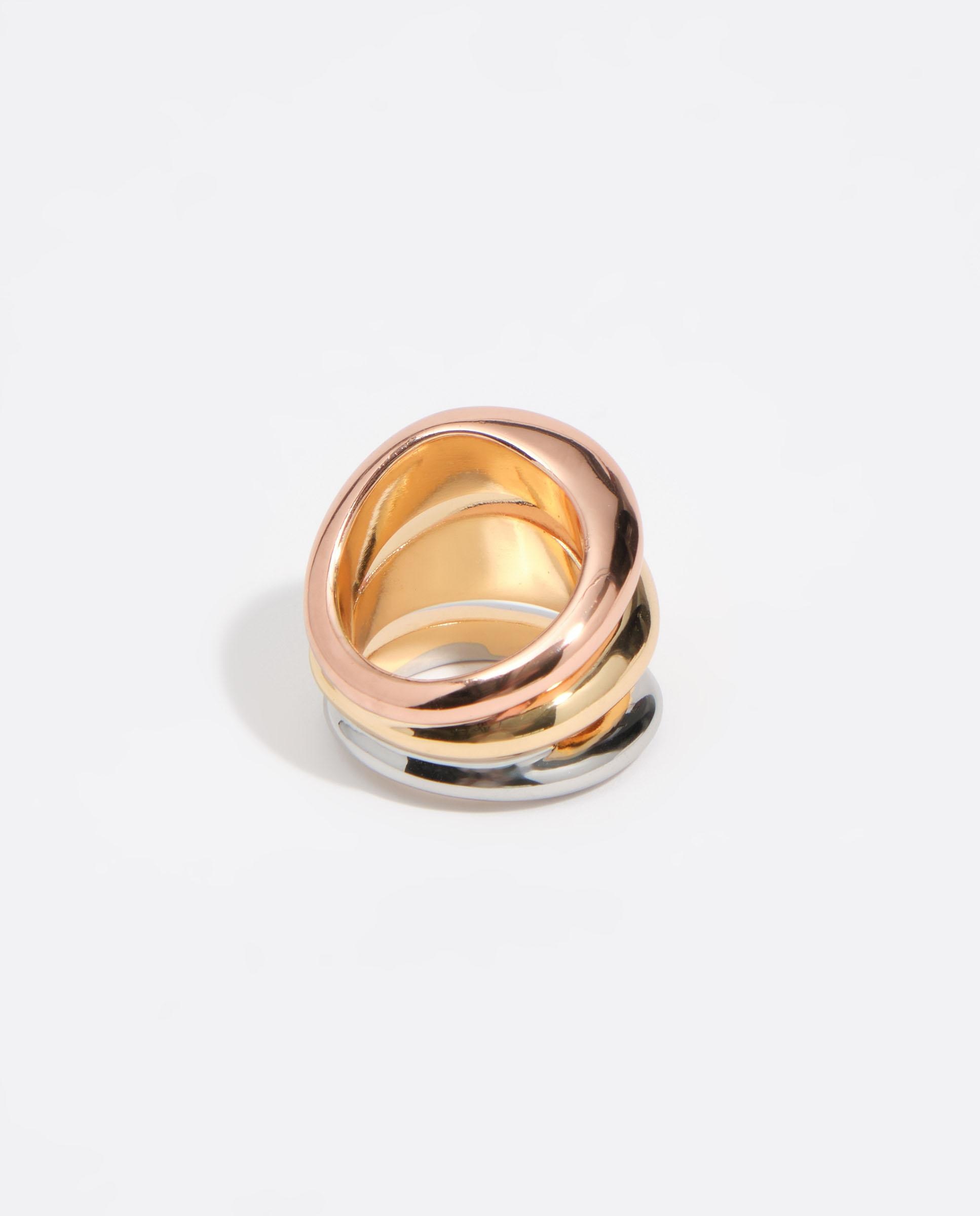 Imagen 3 de Anillo tres bandas irregular multioro - Bimba y Lola - Dorado Dorado