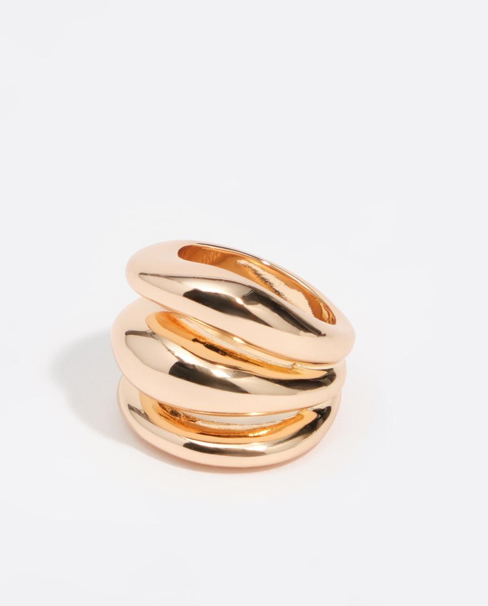 Imagen 0 de Anillo tres bandas irregular dorado Dorado