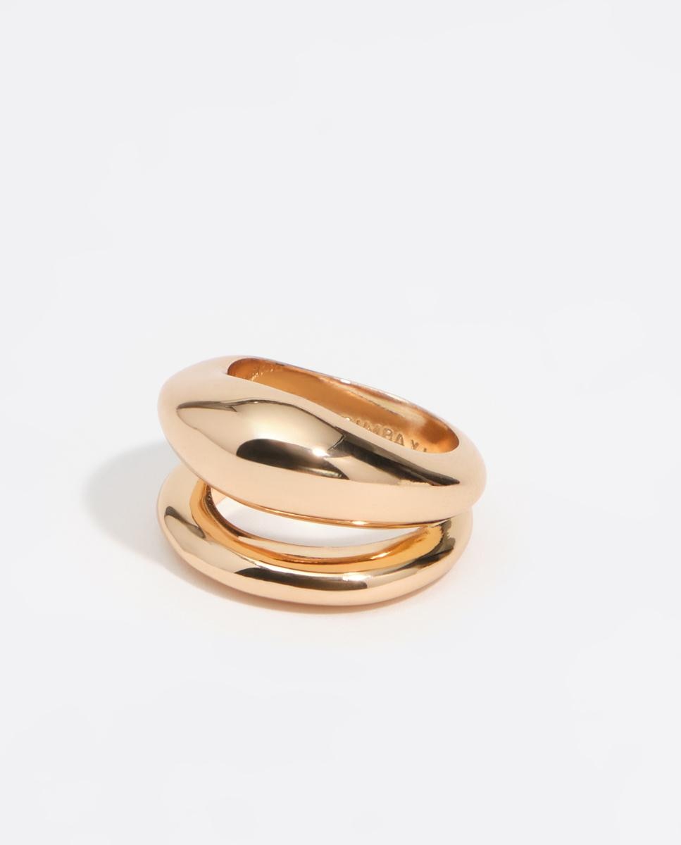 Imagen 0 de Anillo dos bandas irregular dorado Dorado