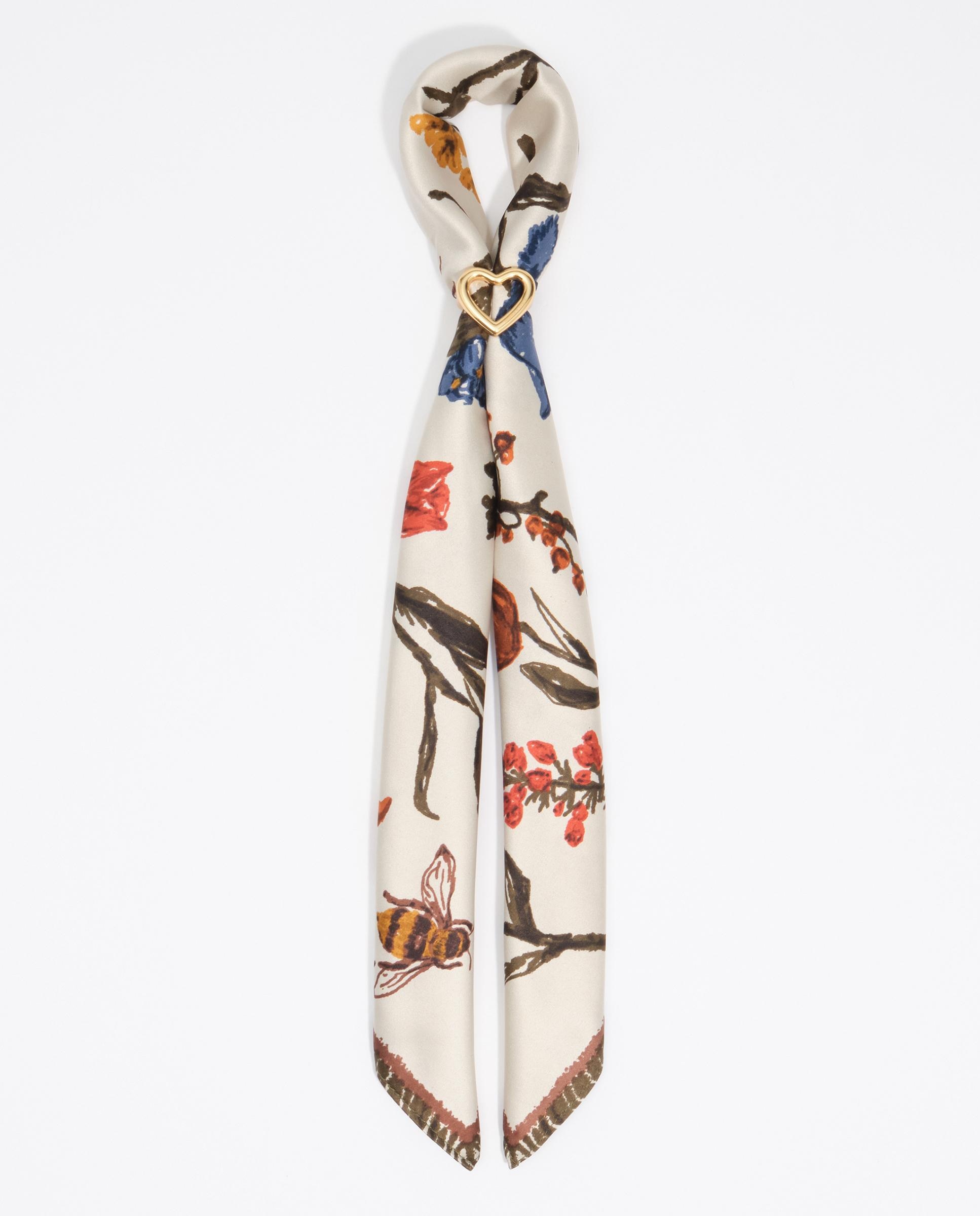 Imagen 0 de Pañuelo de mujer charm de flores y abejas Marfil