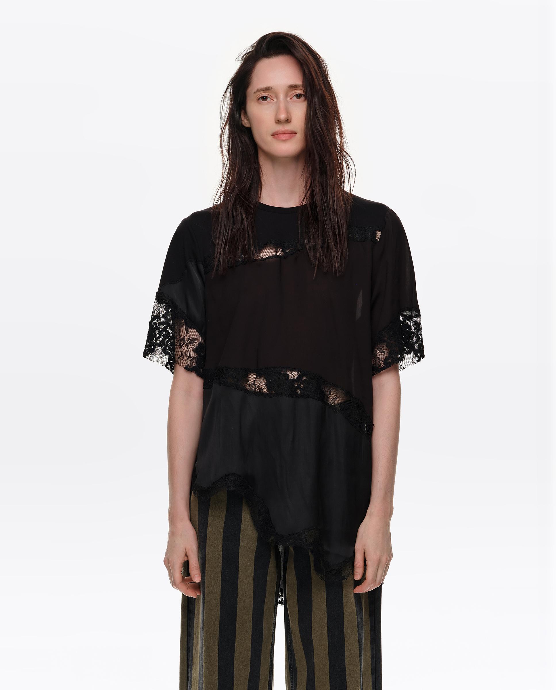 Camiseta de mujer patchwork encajes - Bimba y Lola - Negro Negro-1