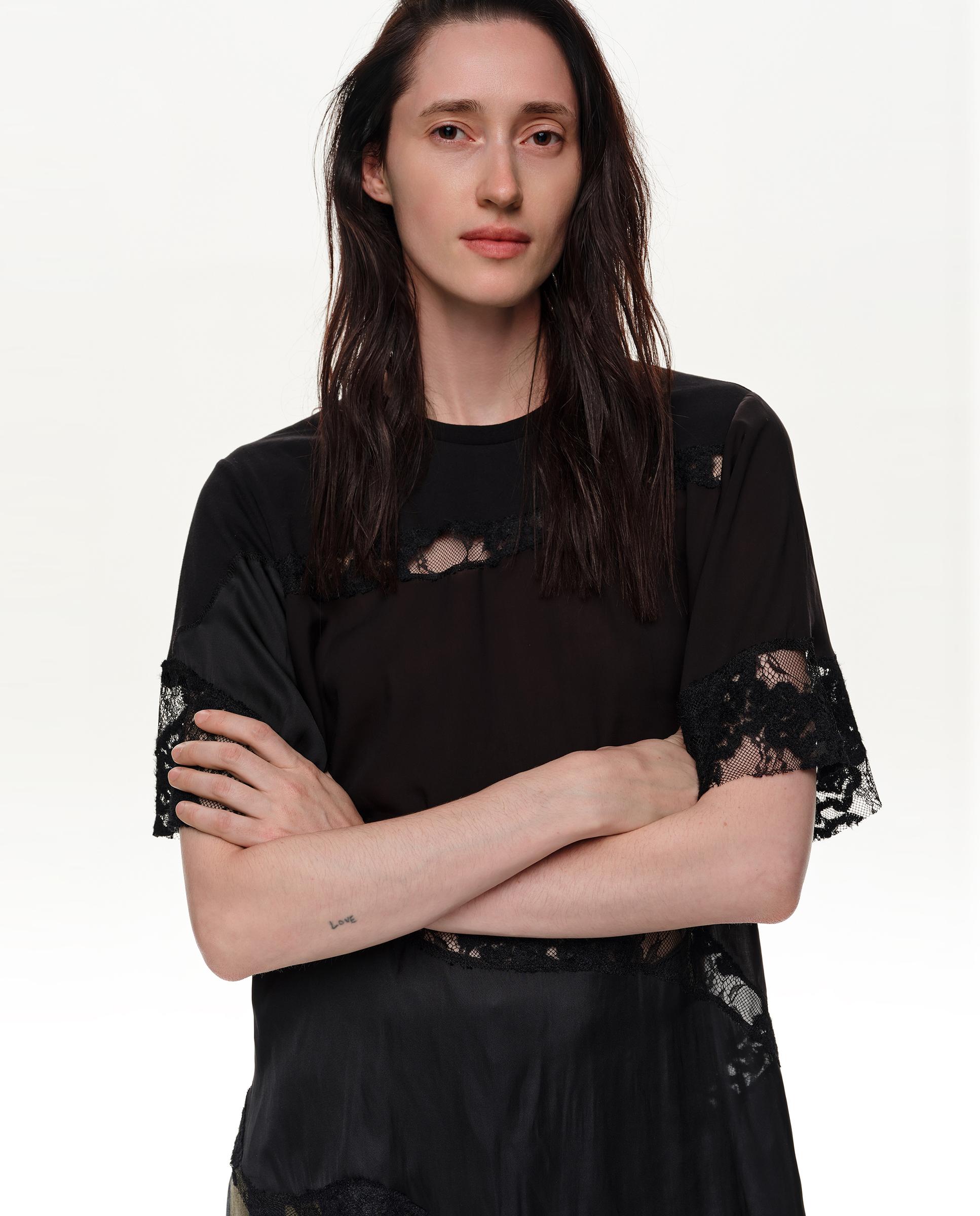Camiseta de mujer patchwork encajes - Bimba y Lola - Negro Negro-2