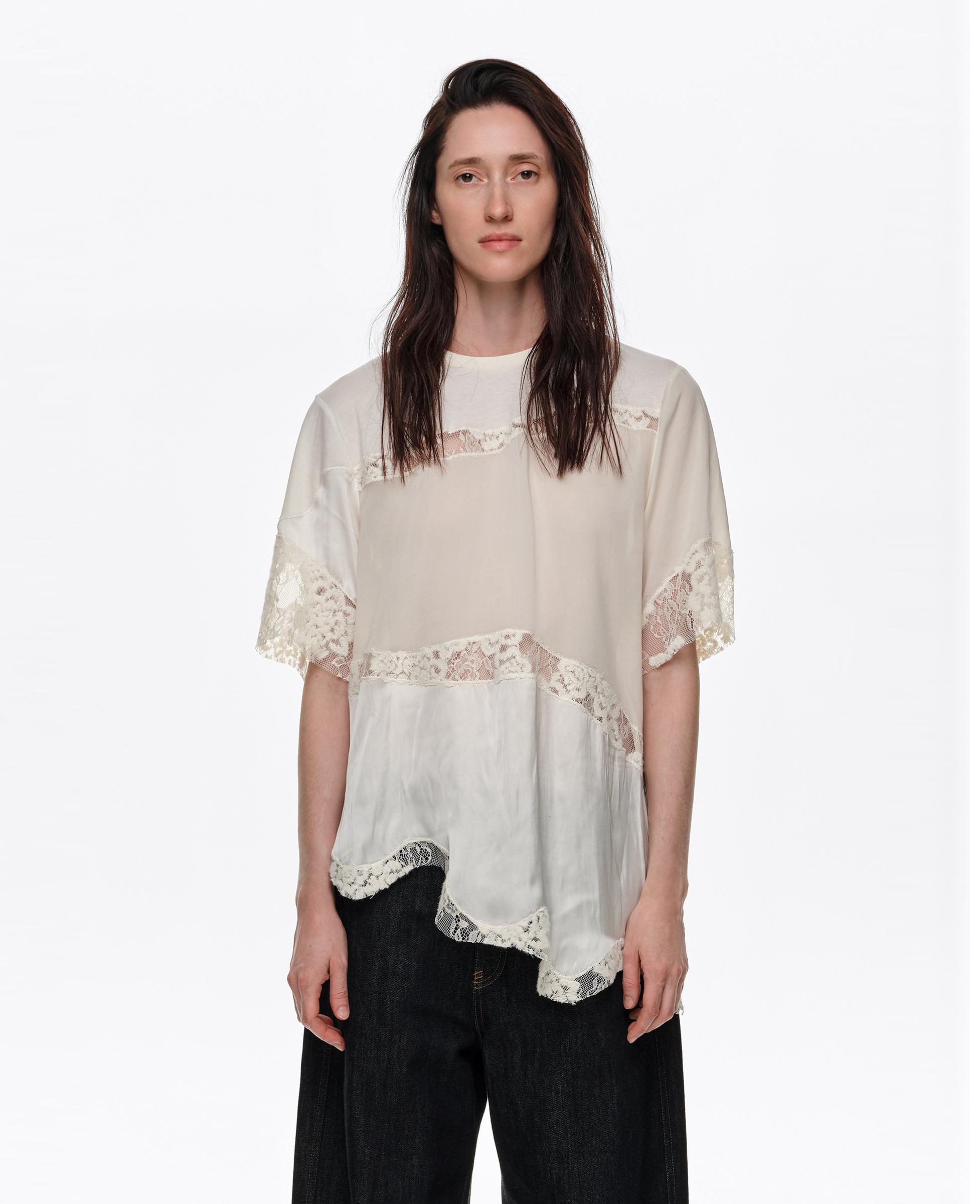 Camiseta de mujer patchwork encajes - Bimba y Lola - Marfil Marfil-1