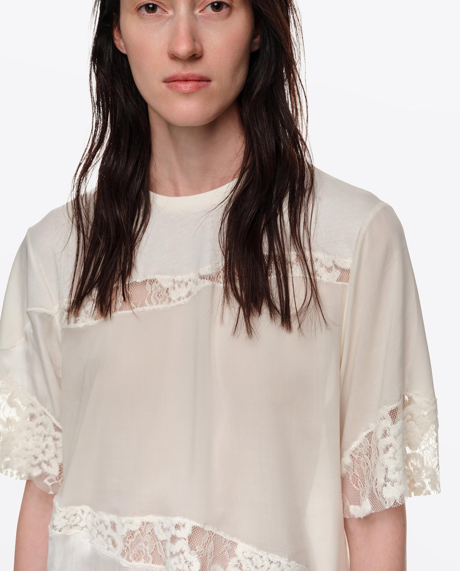 Camiseta de mujer patchwork encajes - Bimba y Lola - Marfil Marfil-2