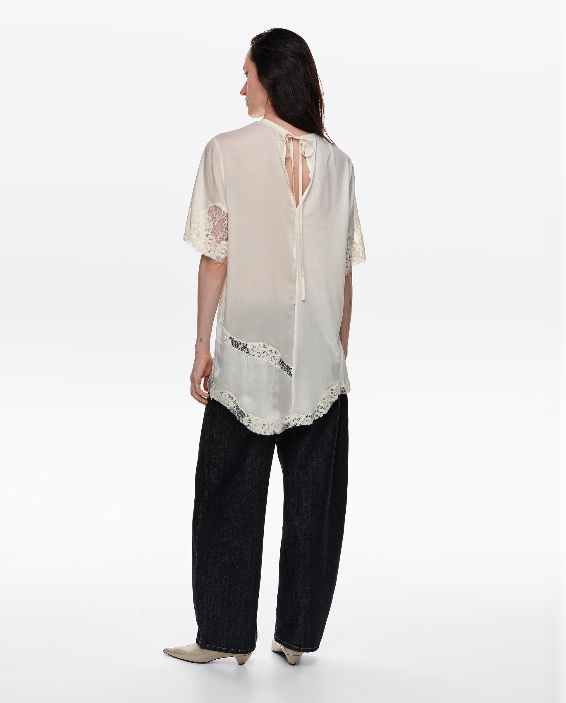 Camiseta de mujer patchwork encajes - Bimba y Lola - Marfil Marfil-4