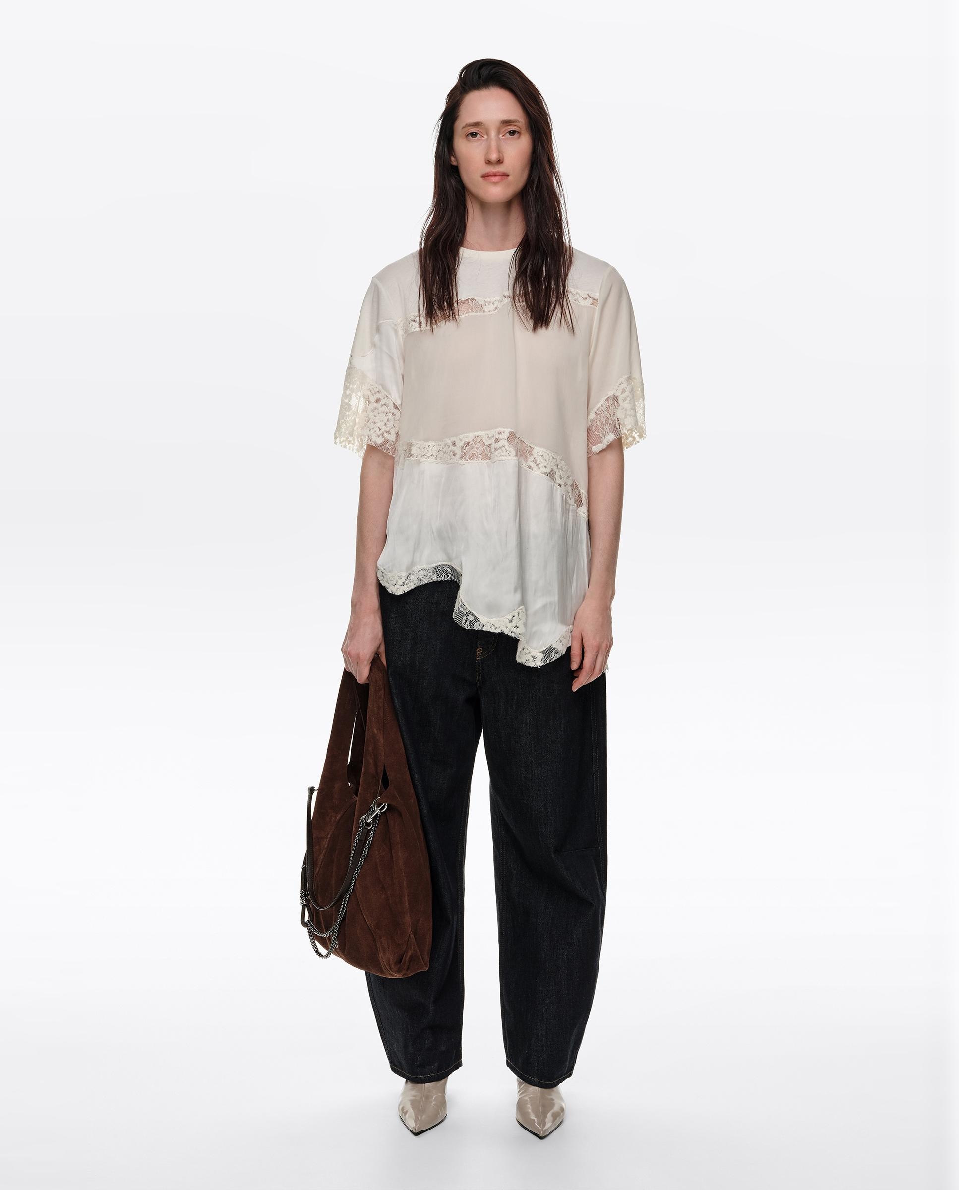 Camiseta de mujer patchwork encajes - Bimba y Lola - Marfil Marfil-5