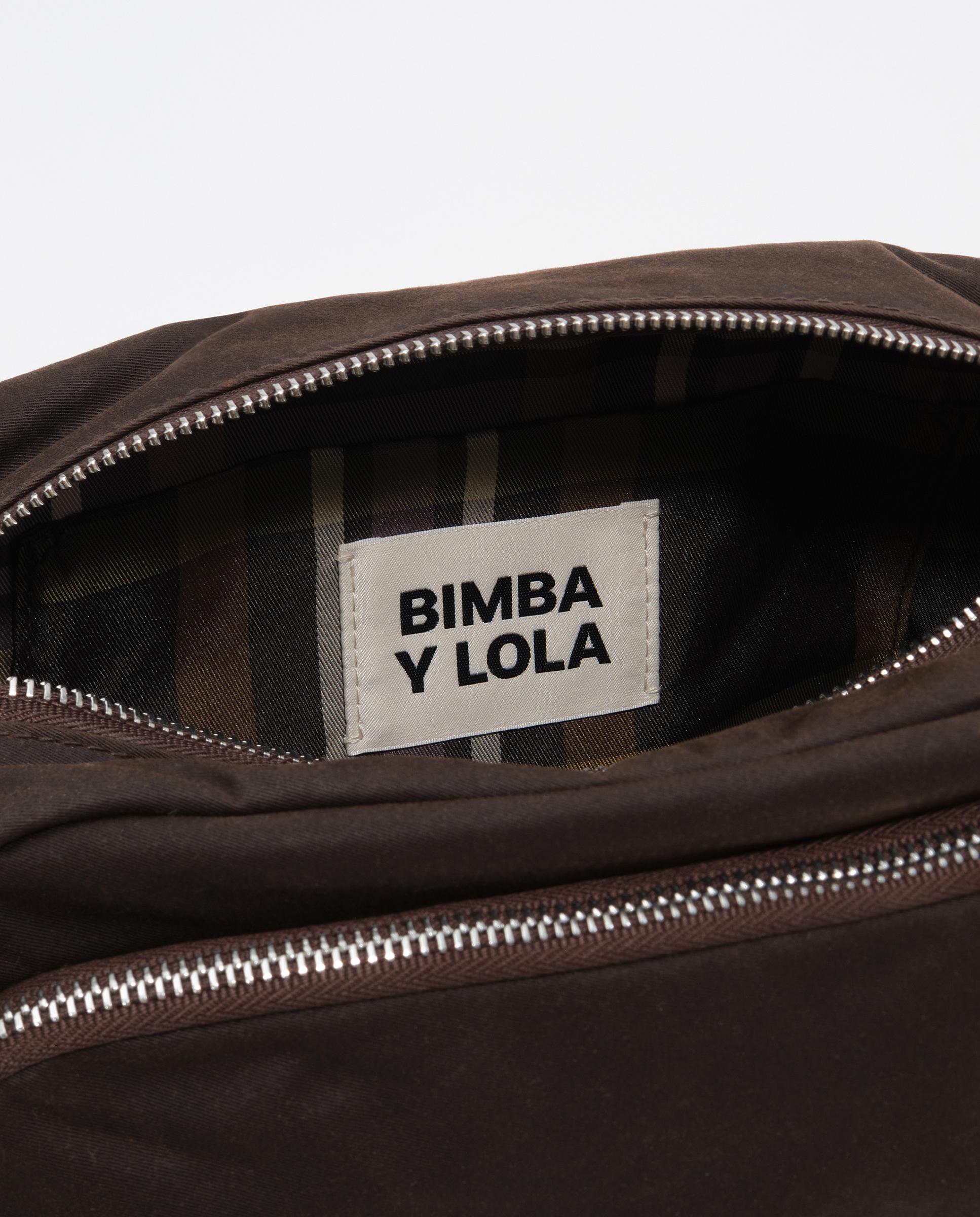 Bolso de hombro grande encerado con cierre cremallera - Bimba y Lola - Marrón Marrón-5
