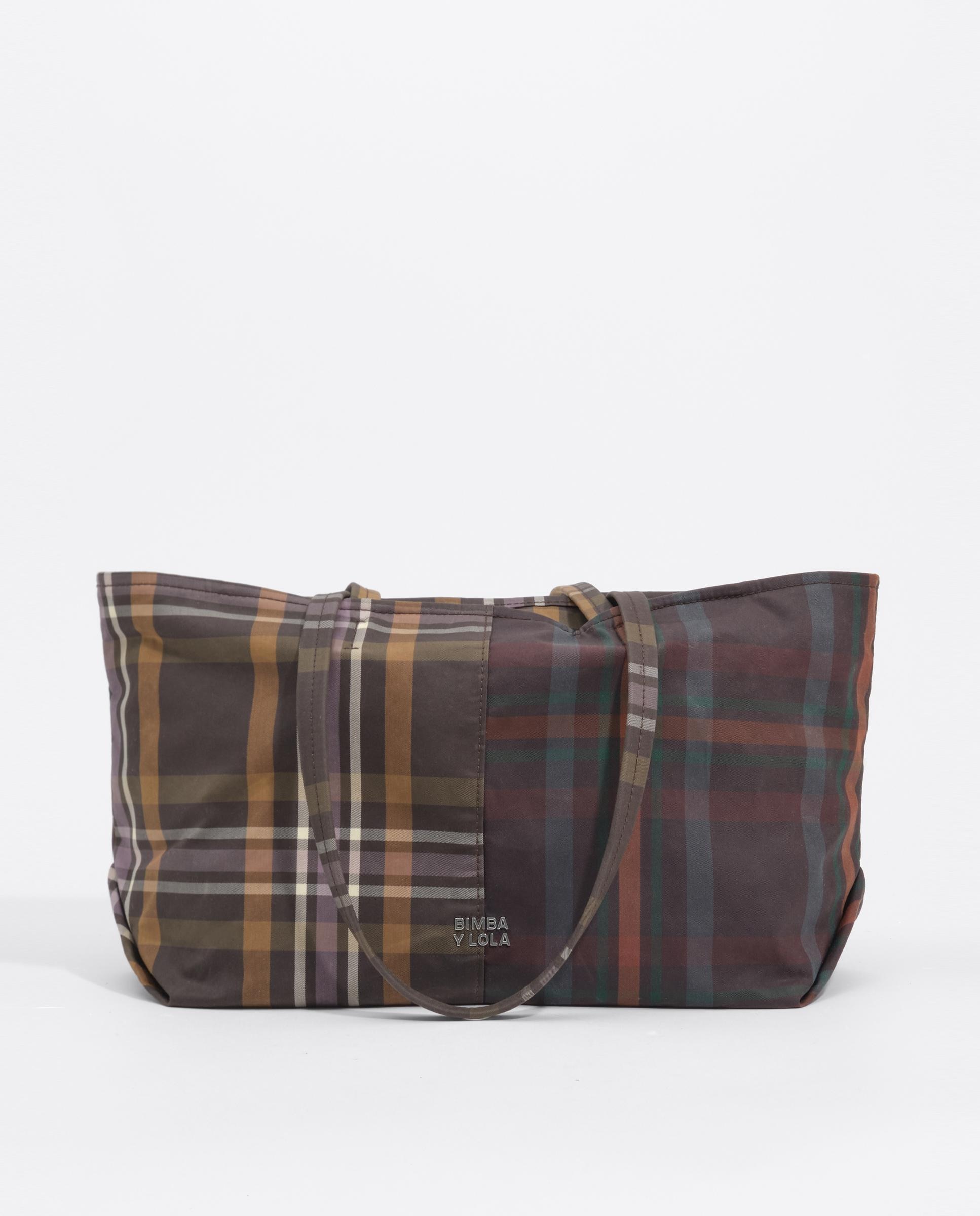 Bolso de hombro shopper mediano tartán - Bimba y Lola - Verde Verde-1