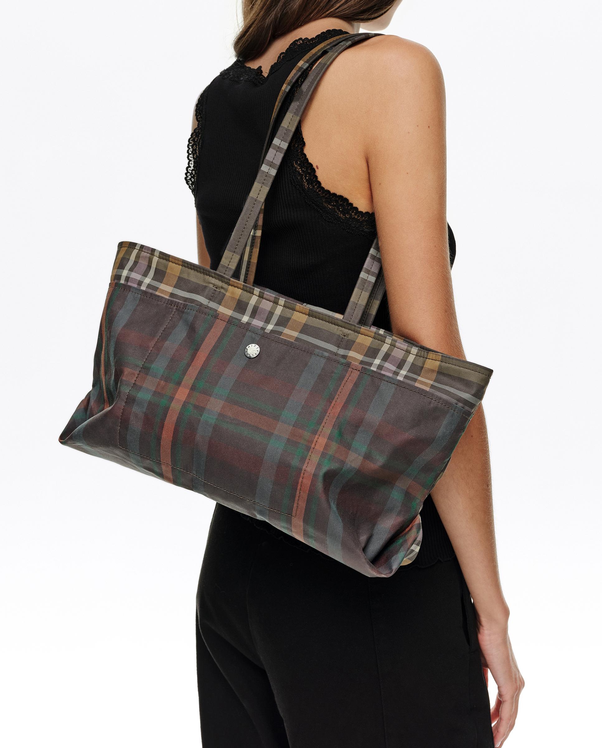 Bolso de hombro shopper mediano tartán - Bimba y Lola - Verde Verde-2
