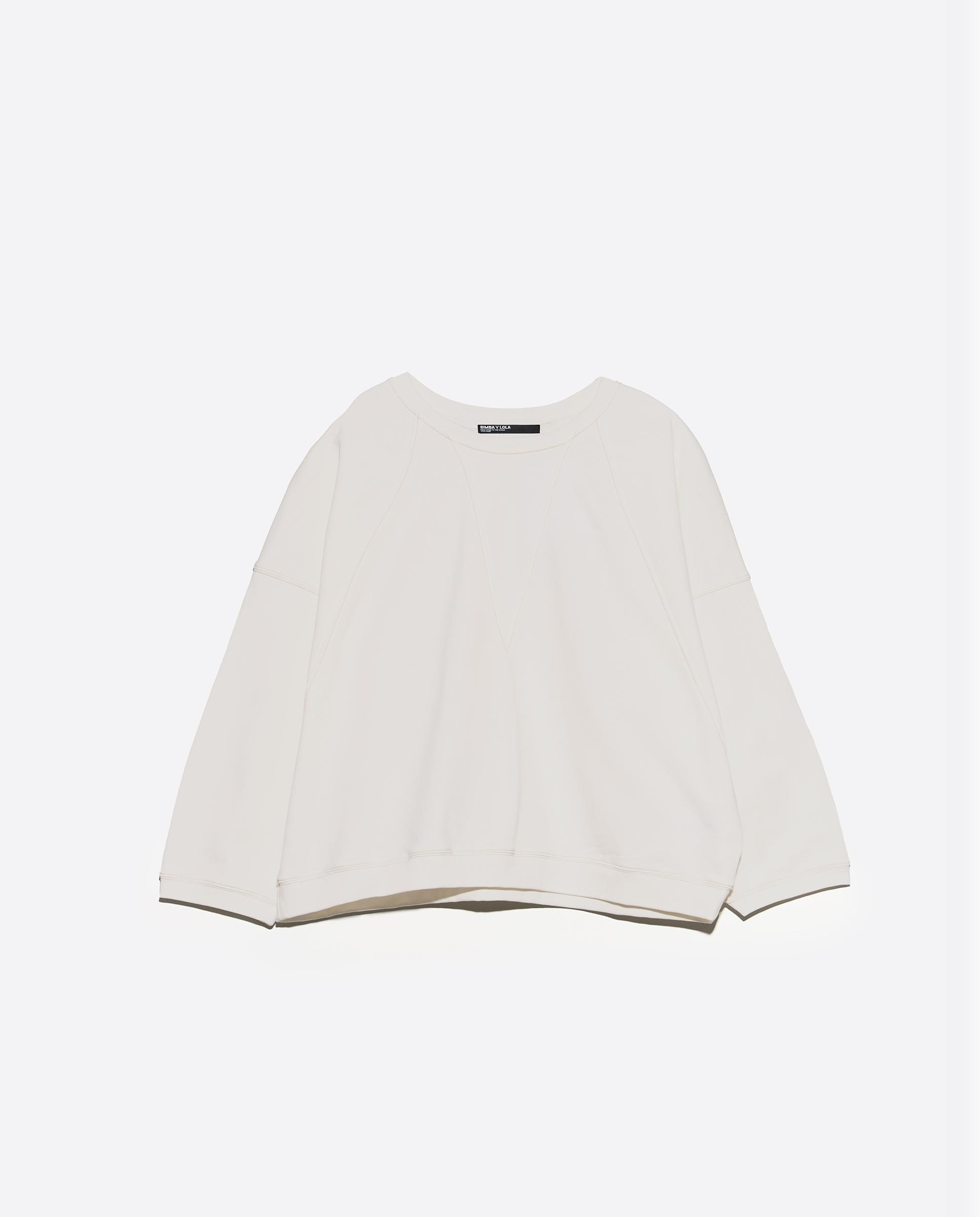 Sudadera de mujer recta pespunteada - Bimba y Lola - Marfil Marfil-6