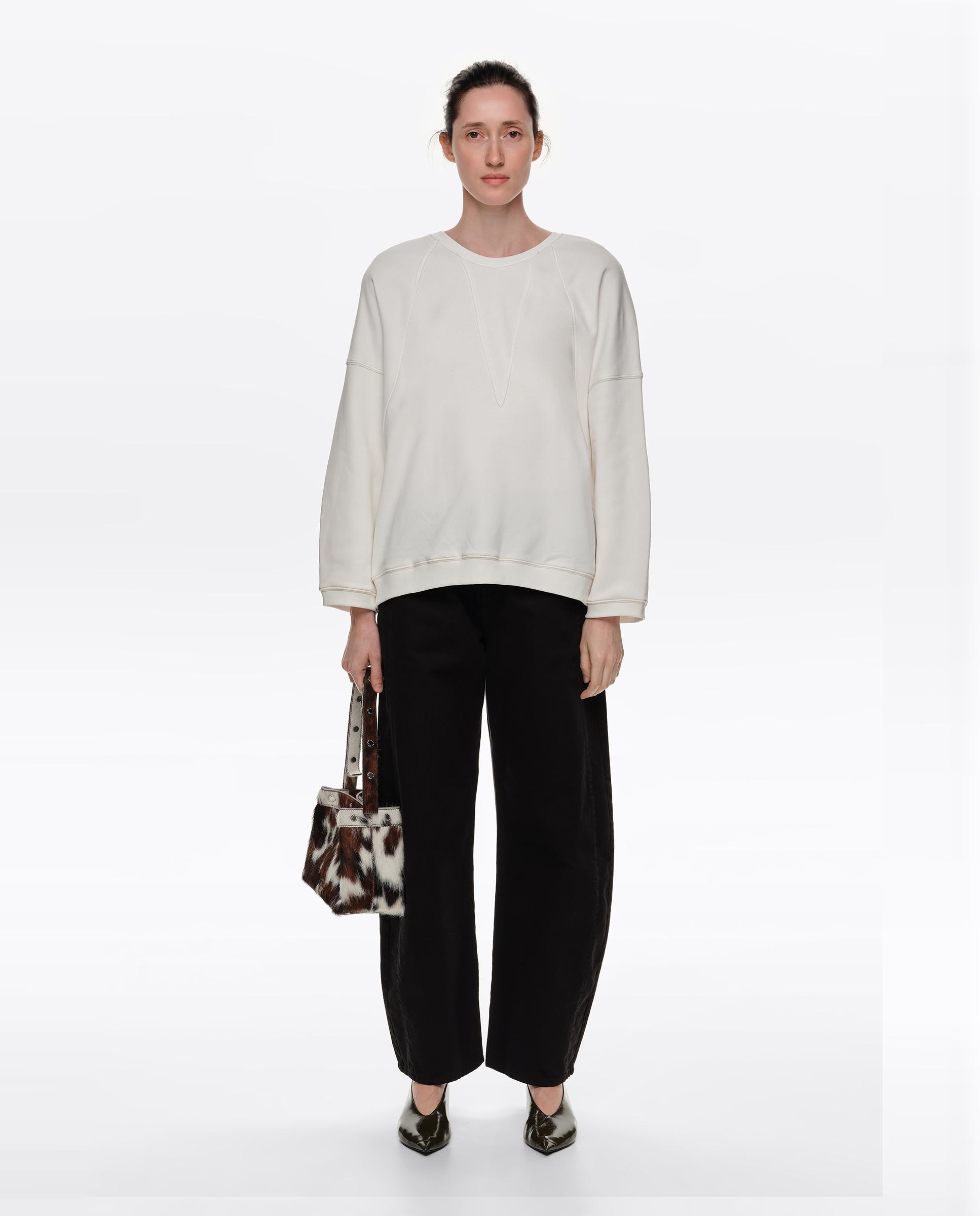 Sudadera de mujer recta pespunteada - Bimba y Lola - Marfil Marfil-5