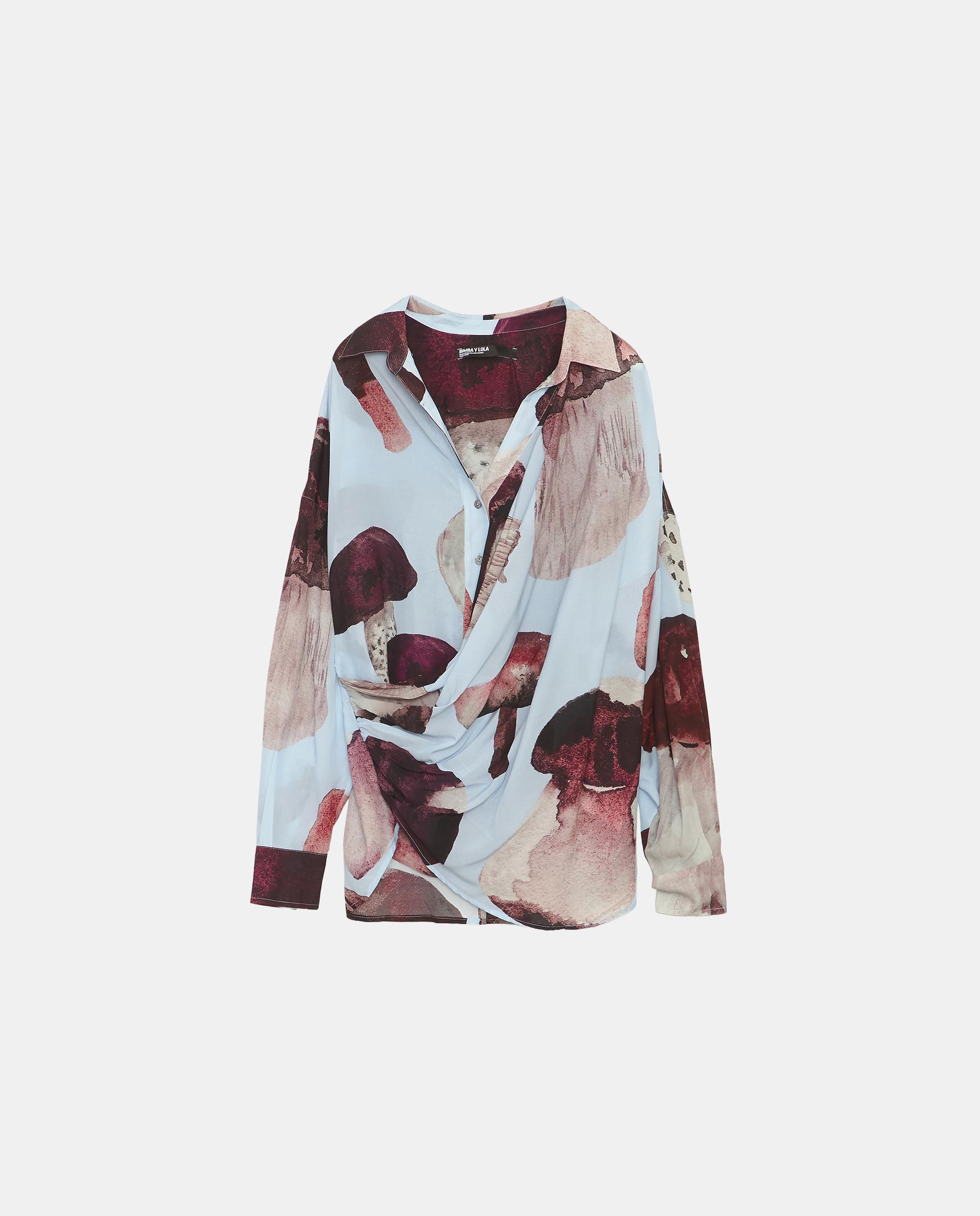 Imagen 5 de Camisa de mujer cupro cruzada fungi - Bimba y Lola - Azul claro Azul claro