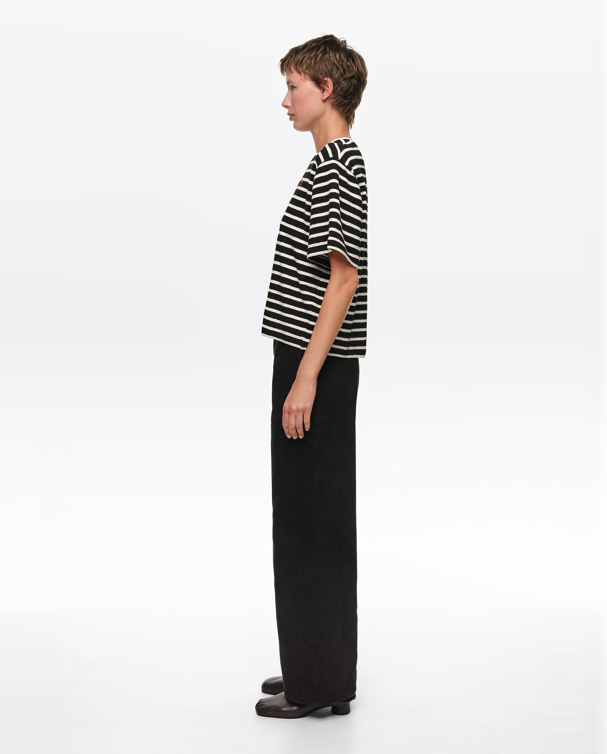 Camiseta de mujer boxy algodón rizado rayas - Bimba y Lola - Negro Negro-2