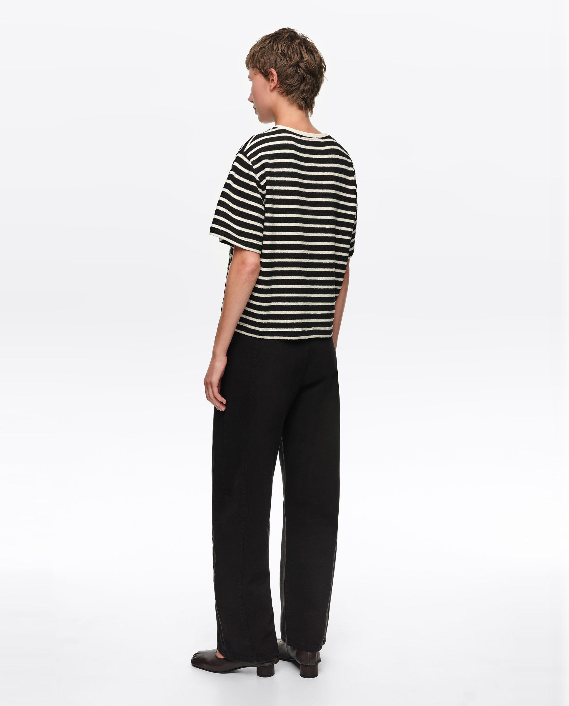 Camiseta de mujer boxy algodón rizado rayas - Bimba y Lola - Negro Negro-3