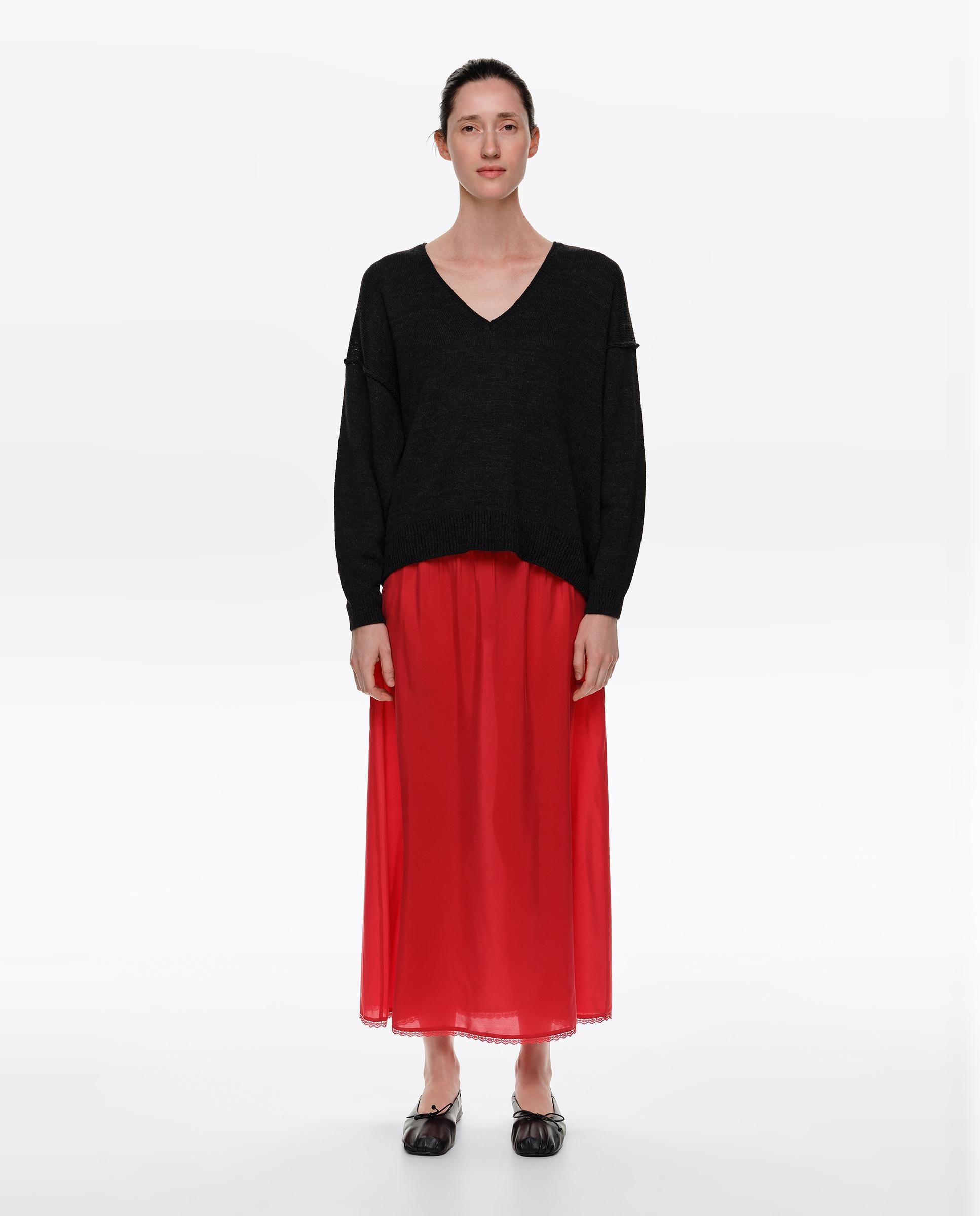 Falda seda lavada midi - Bimba y Lola - Rojo Rojo-1