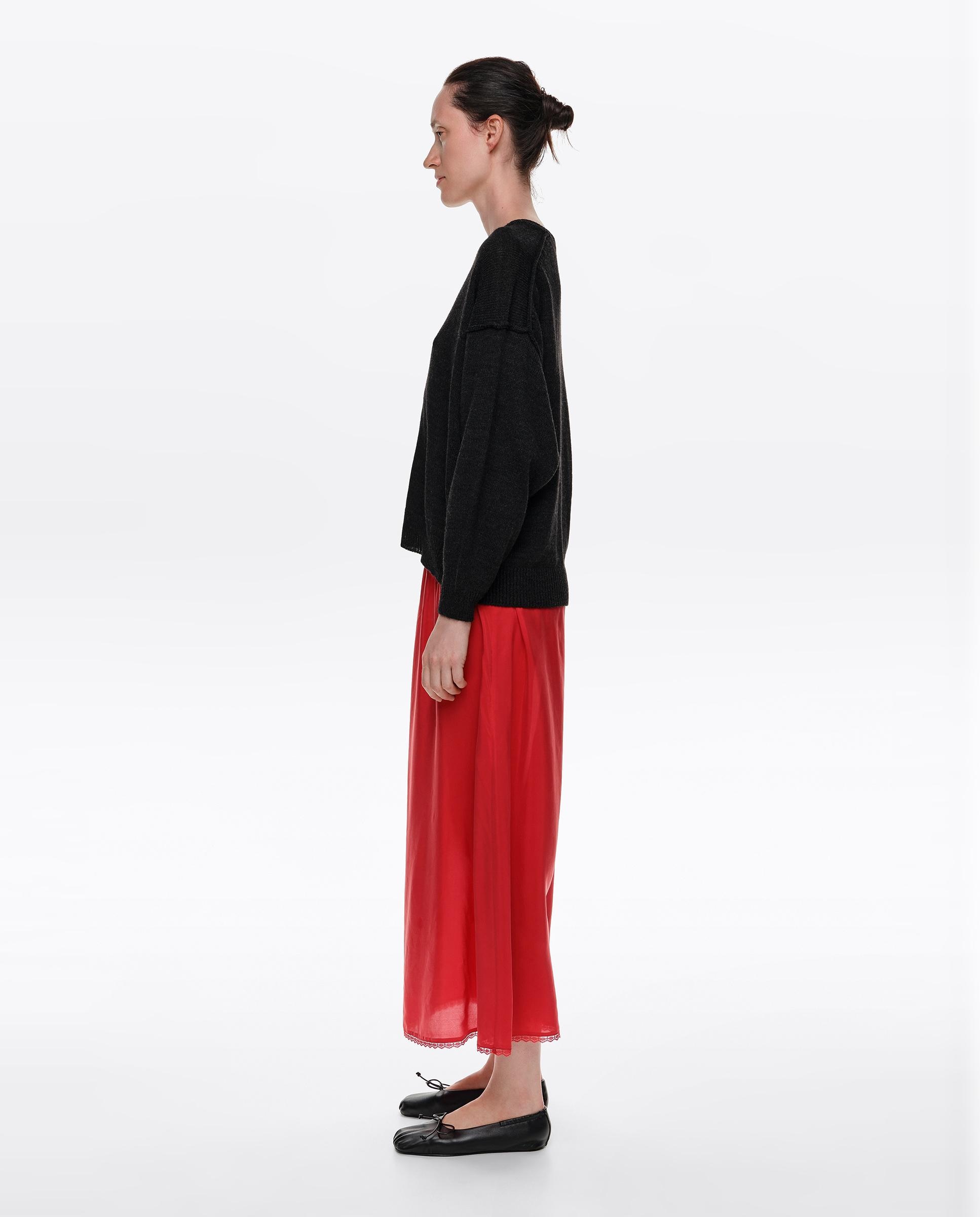 Falda seda lavada midi - Bimba y Lola - Rojo Rojo-4