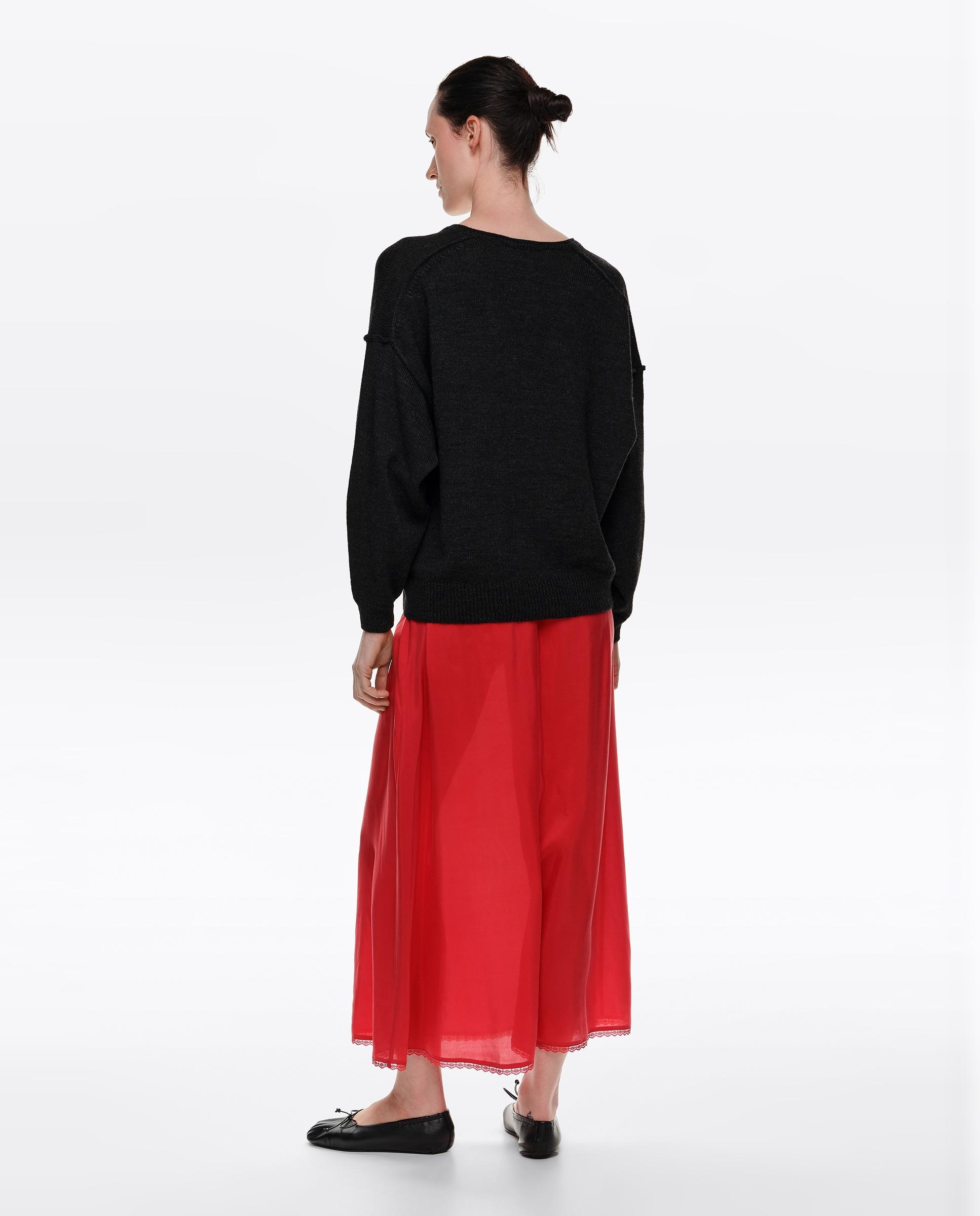 Falda seda lavada midi - Bimba y Lola - Rojo Rojo-5