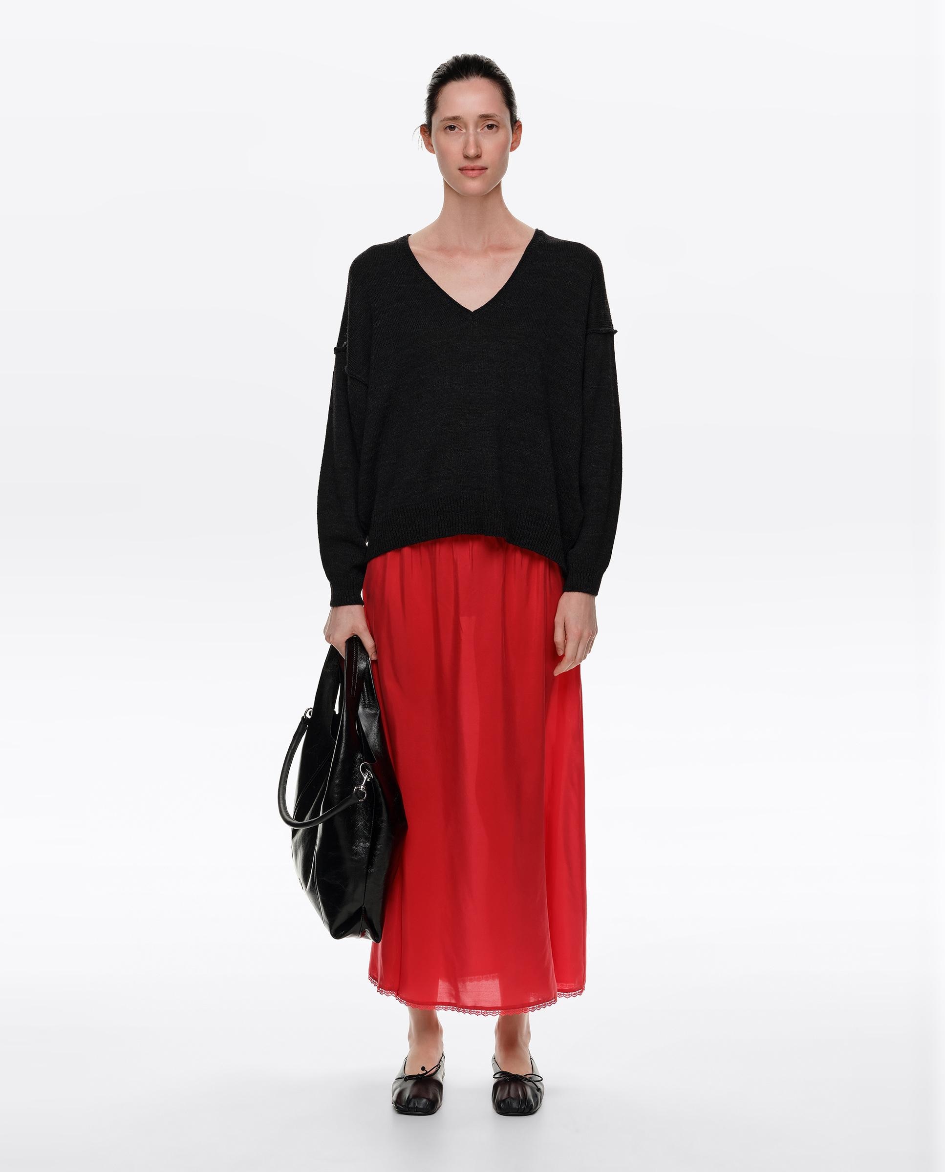 Falda seda lavada midi - Bimba y Lola - Rojo Rojo-6