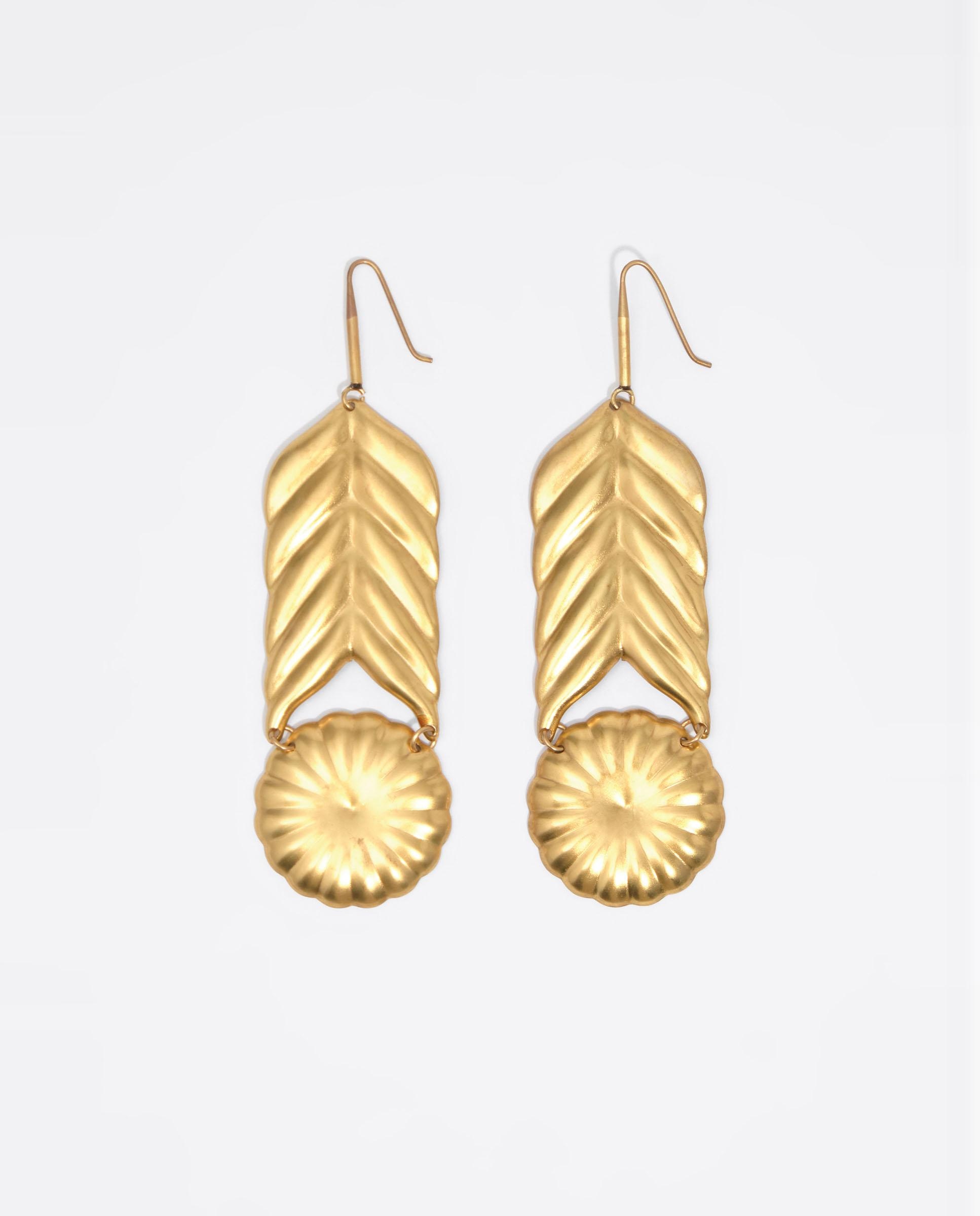 Imagen 0 de Pendientes flor envejecido Dorado