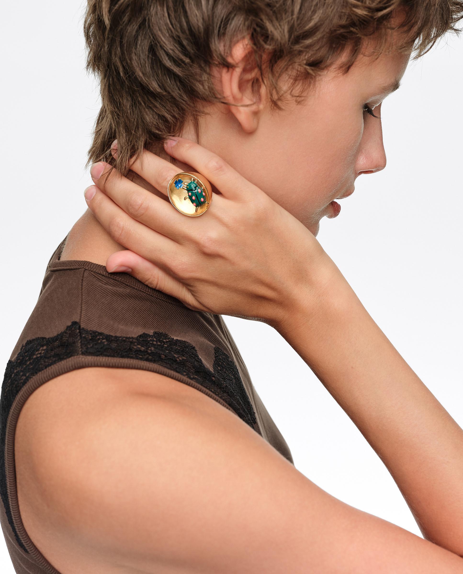 Anillo escarabajo esmaltado - Bimba y Lola - Dorado Dorado-2