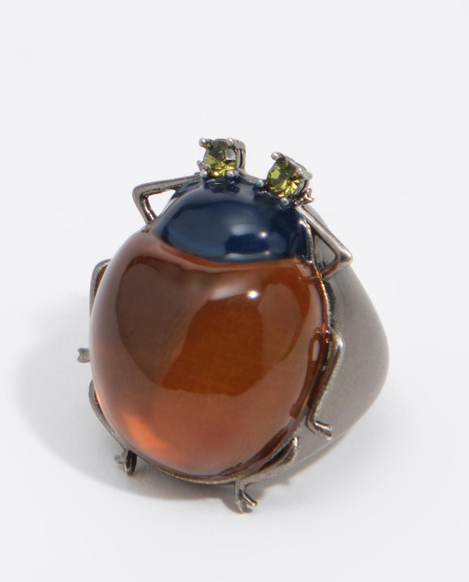 Imagen 0 de Anillo escarabajo ámbar Plateado