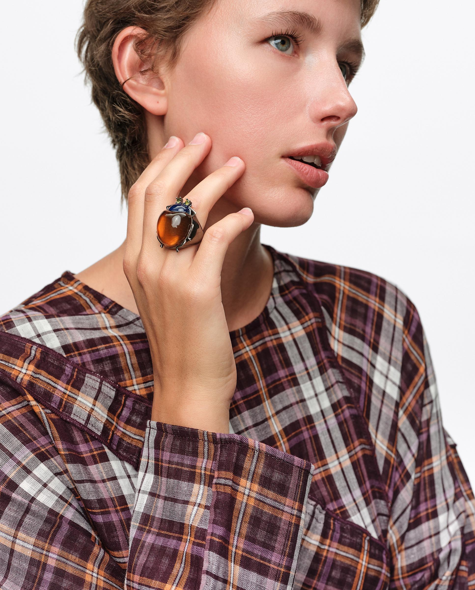 Anillo escarabajo ámbar - Bimba y Lola - Plateado Plateado-2
